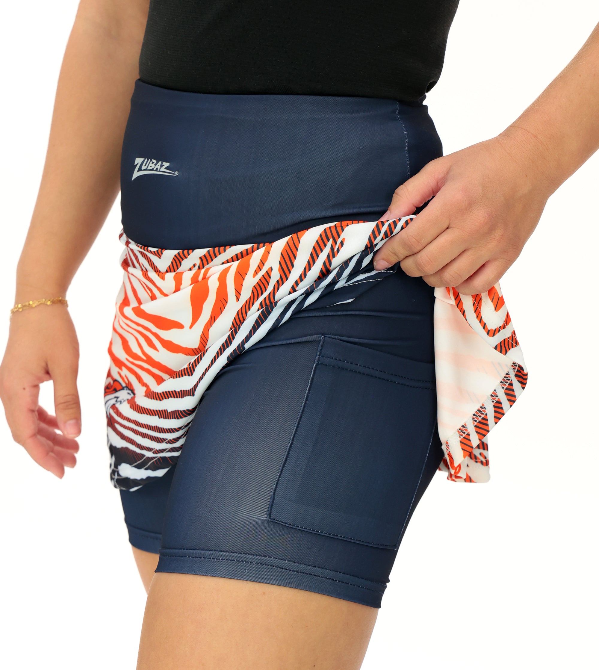 Zubaz NFL Women's Zebra Ombre Skort Team Primary Logo, Denver Broncos