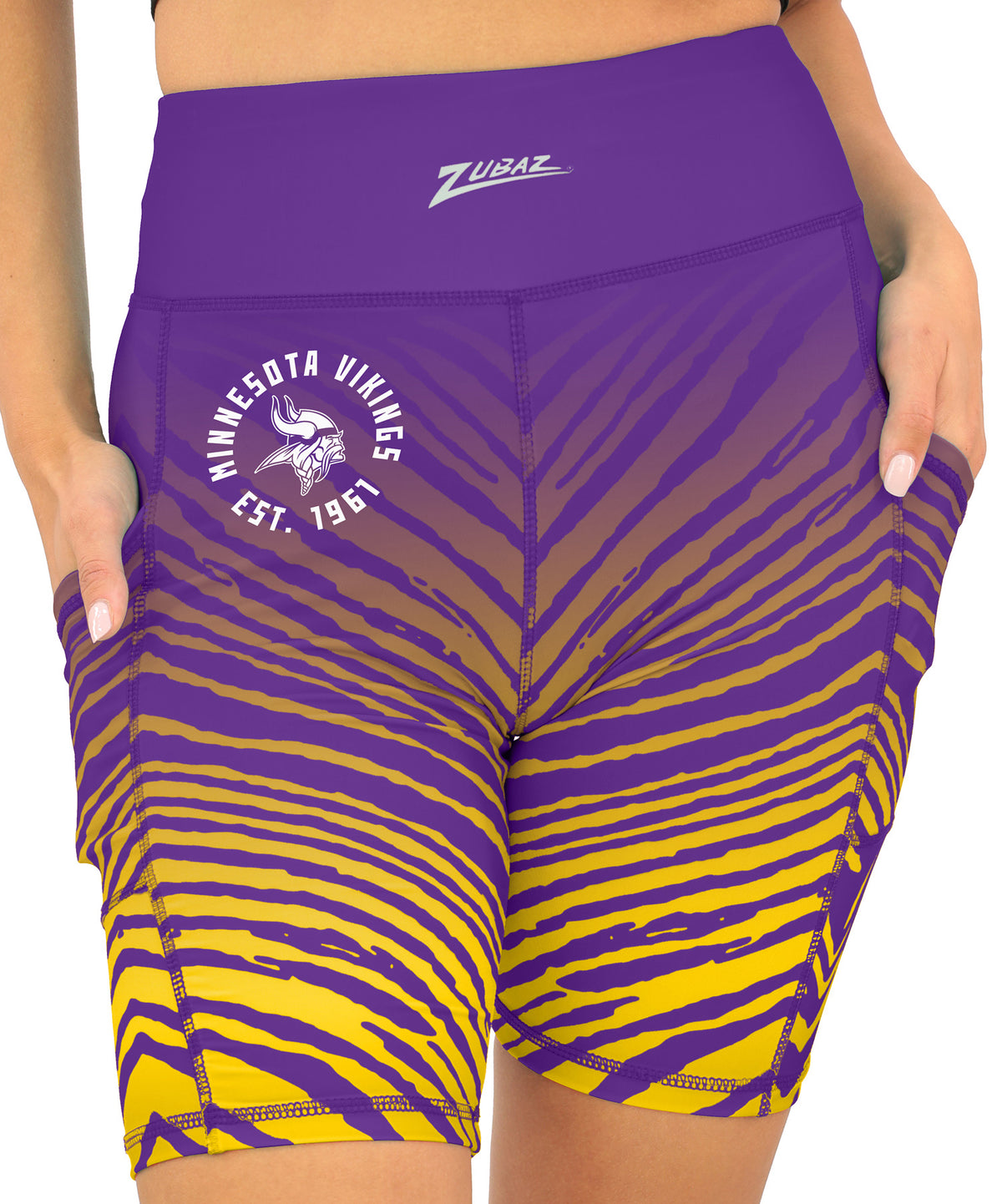 Zubaz NFL Women's Fade Biker Shorts, Minnesota Vikings - Official NFL Vikings Zubaz Apparel (1 of 2)