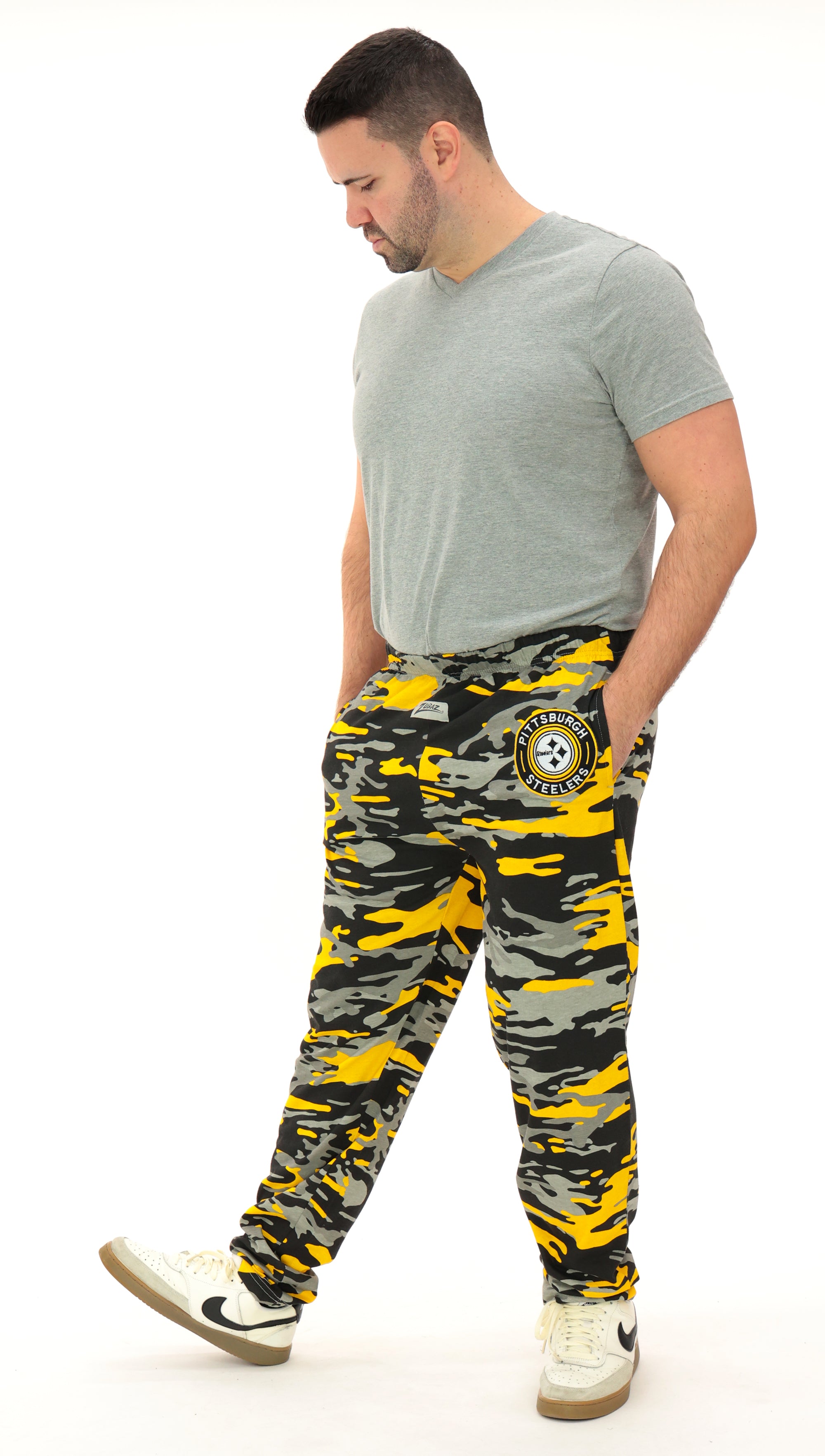 Zubaz NFL Adult Unisex Z88 Embroidered Alt Camo Pants, Pittsburgh Steelers