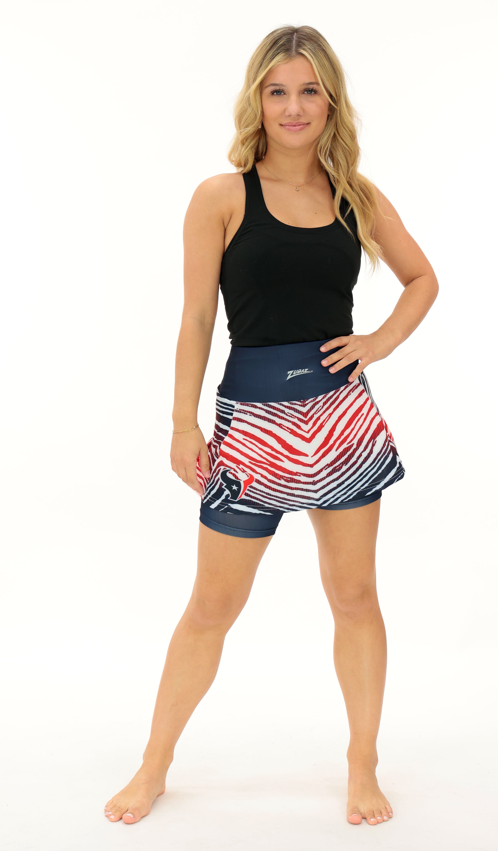 Zubaz NFL Women's Zebra Ombre Skort Team Primary Logo, Houston Texans
