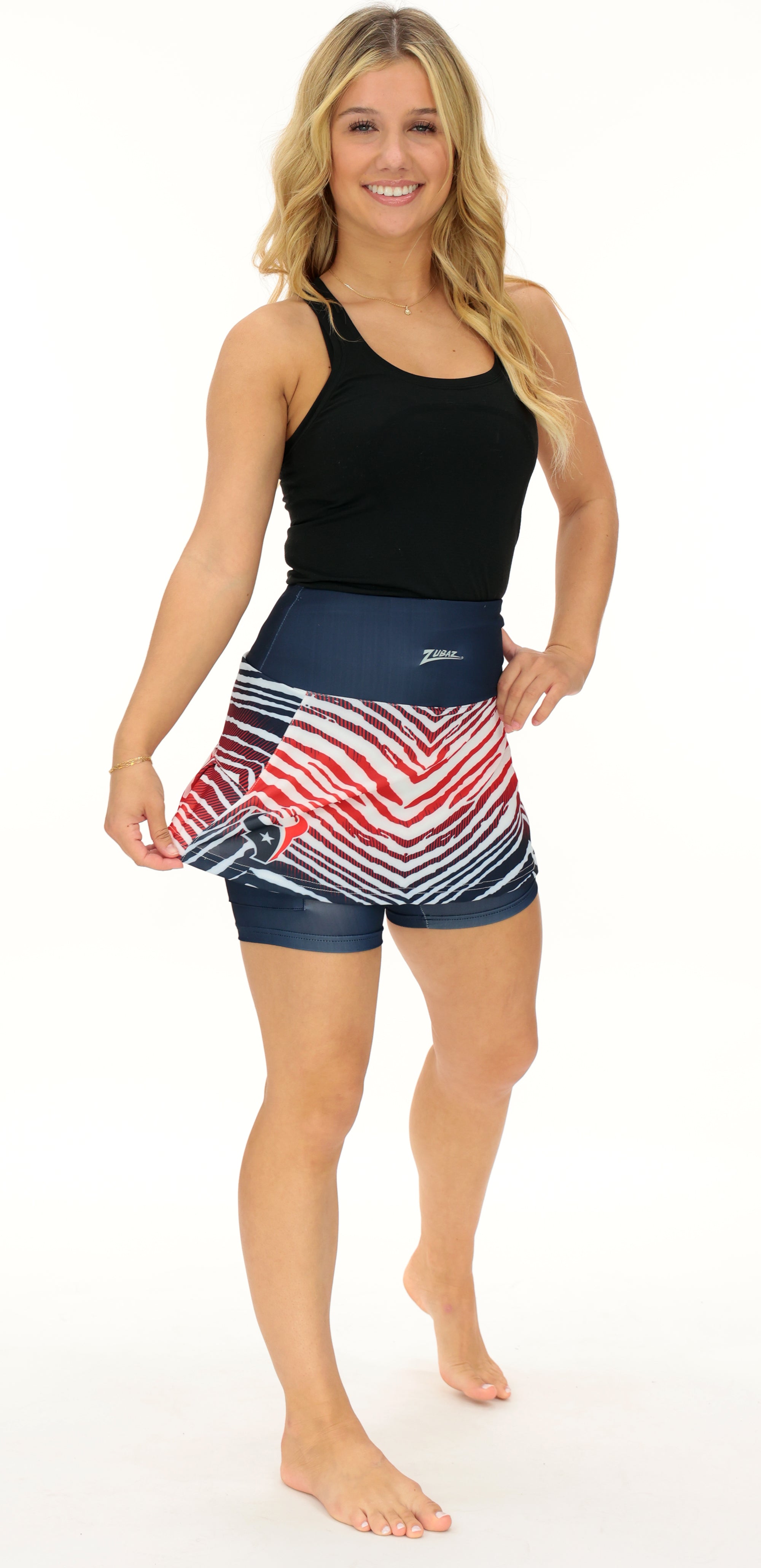 Zubaz NFL Women's Zebra Ombre Skort Team Primary Logo, Houston Texans
