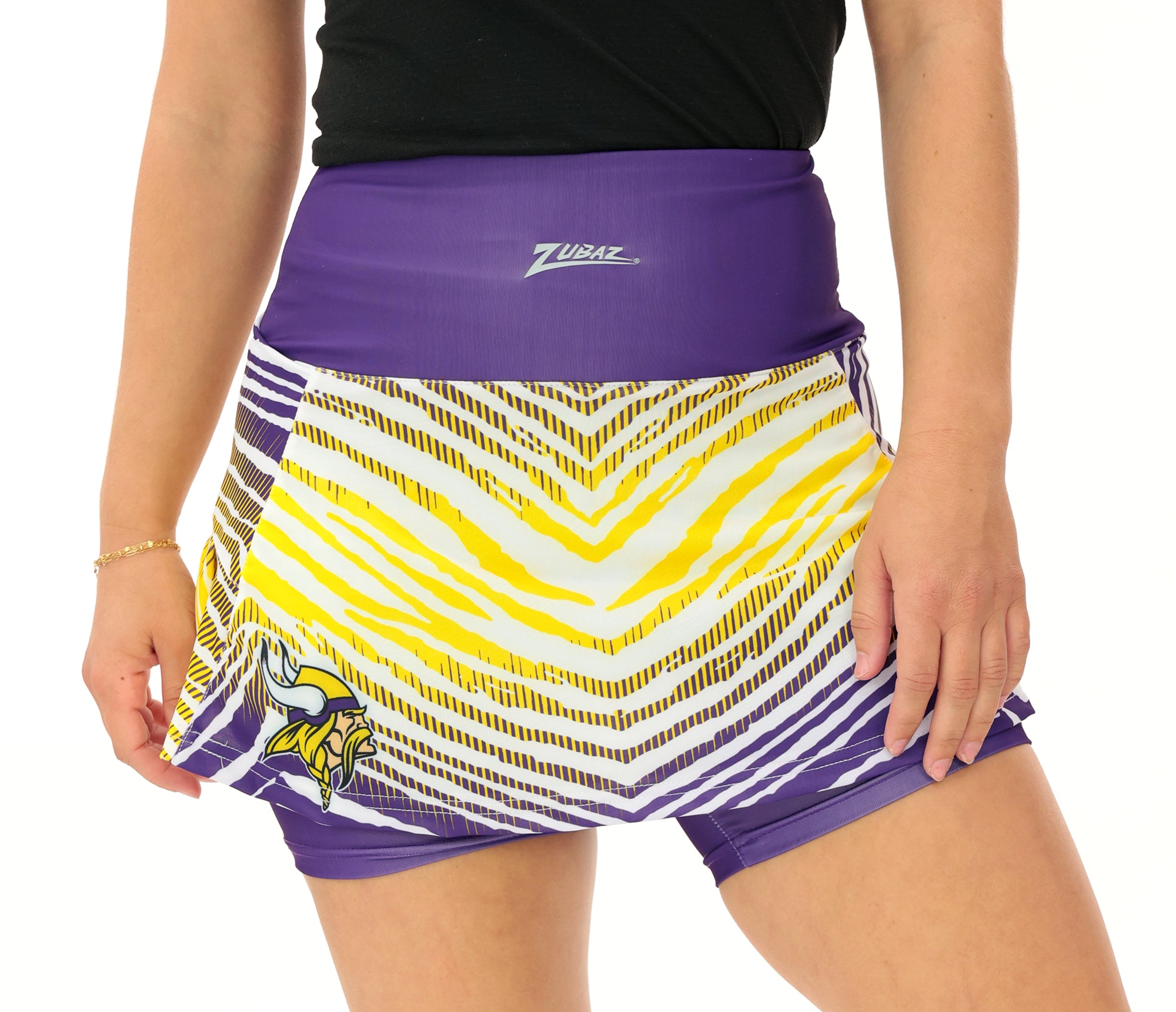 Zubaz NFL Women's Zebra Ombre Skort Team Primary Logo, Minnesota Vikings
