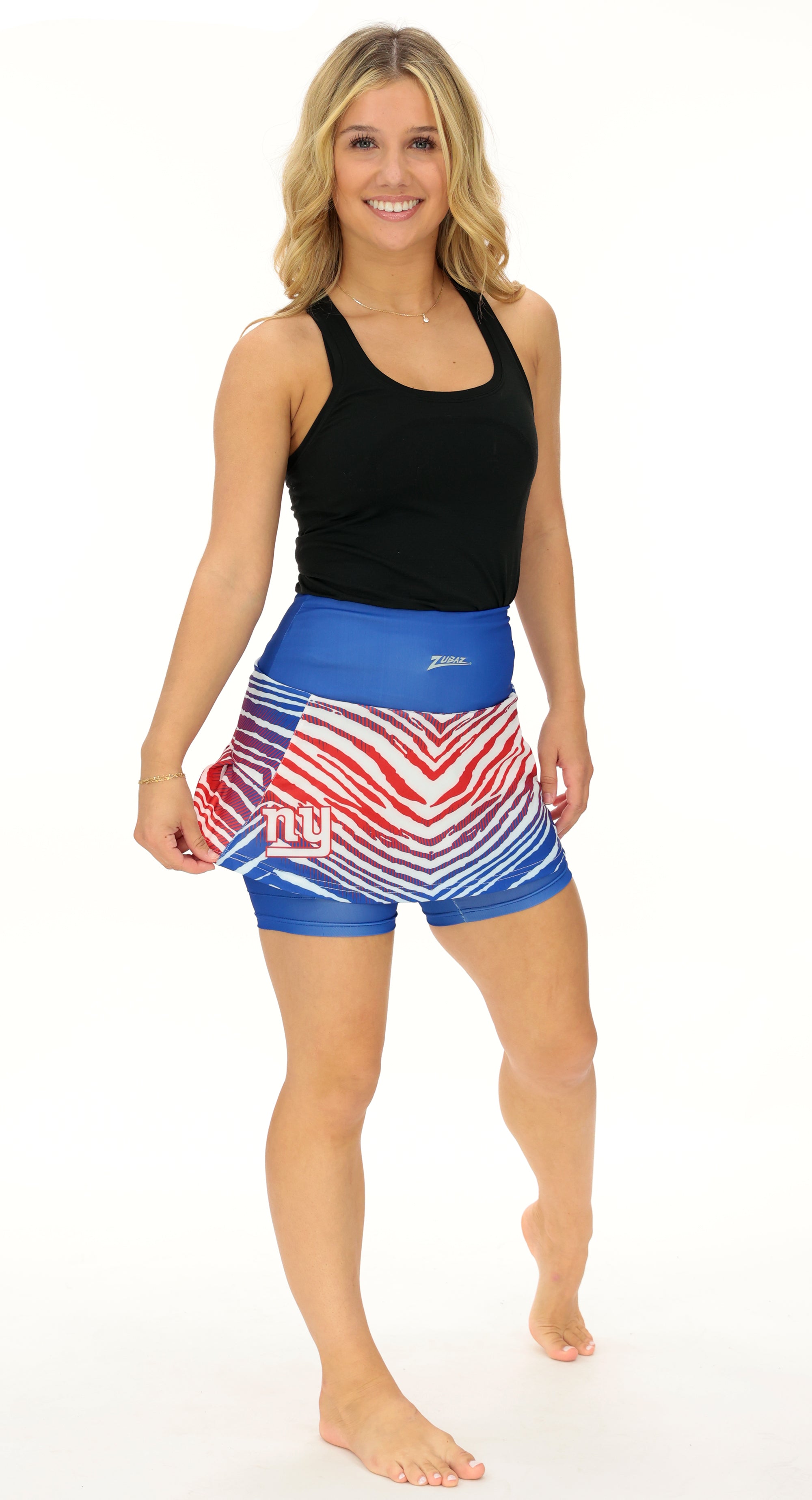 Zubaz NFL Women's Zebra Ombre Skort Team Primary Logo, New York Giants