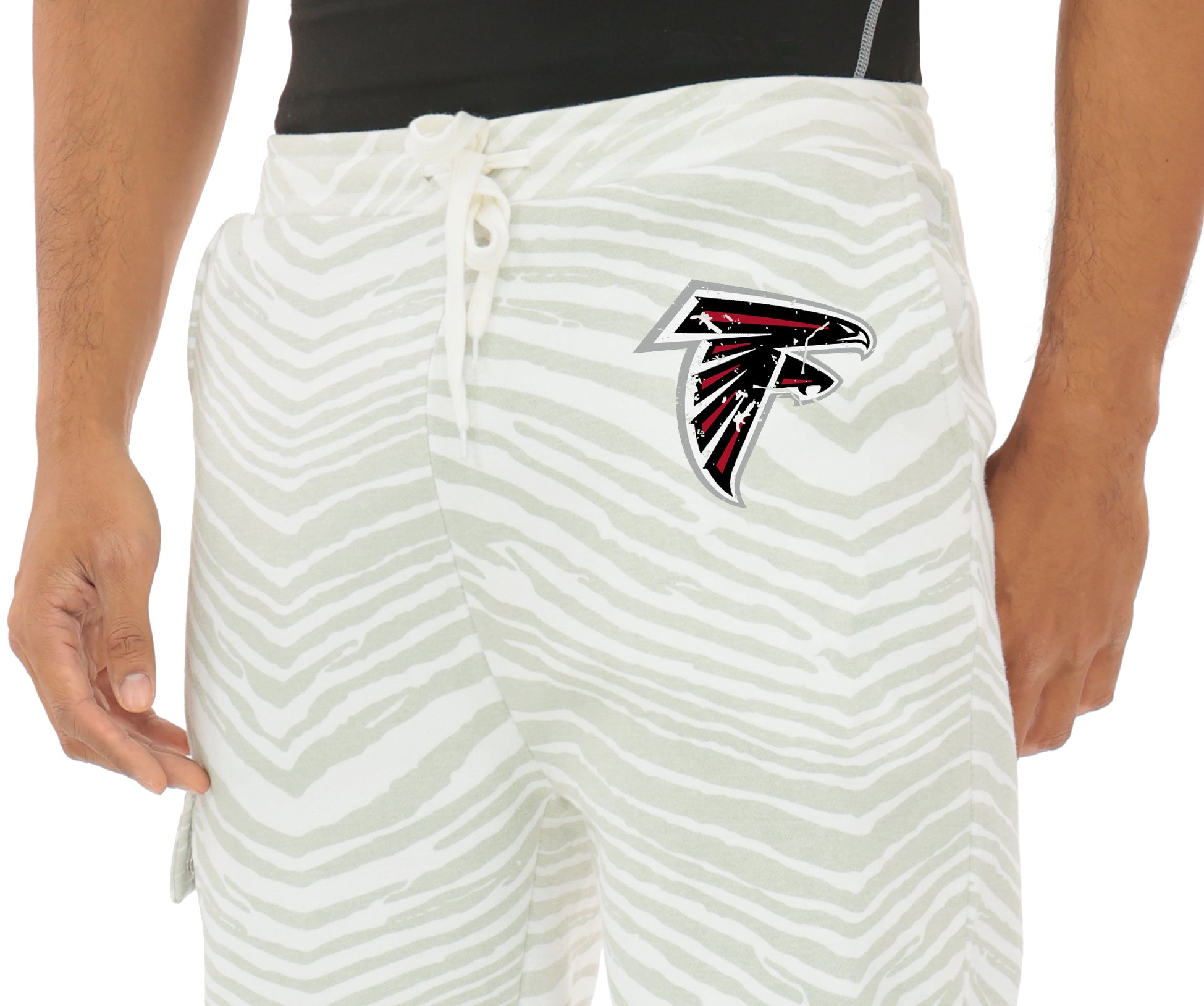 Zubaz NFL UNISEX 90s Team Cargo Joggers - Zebra 2 Color, ATLANTA FALCONS