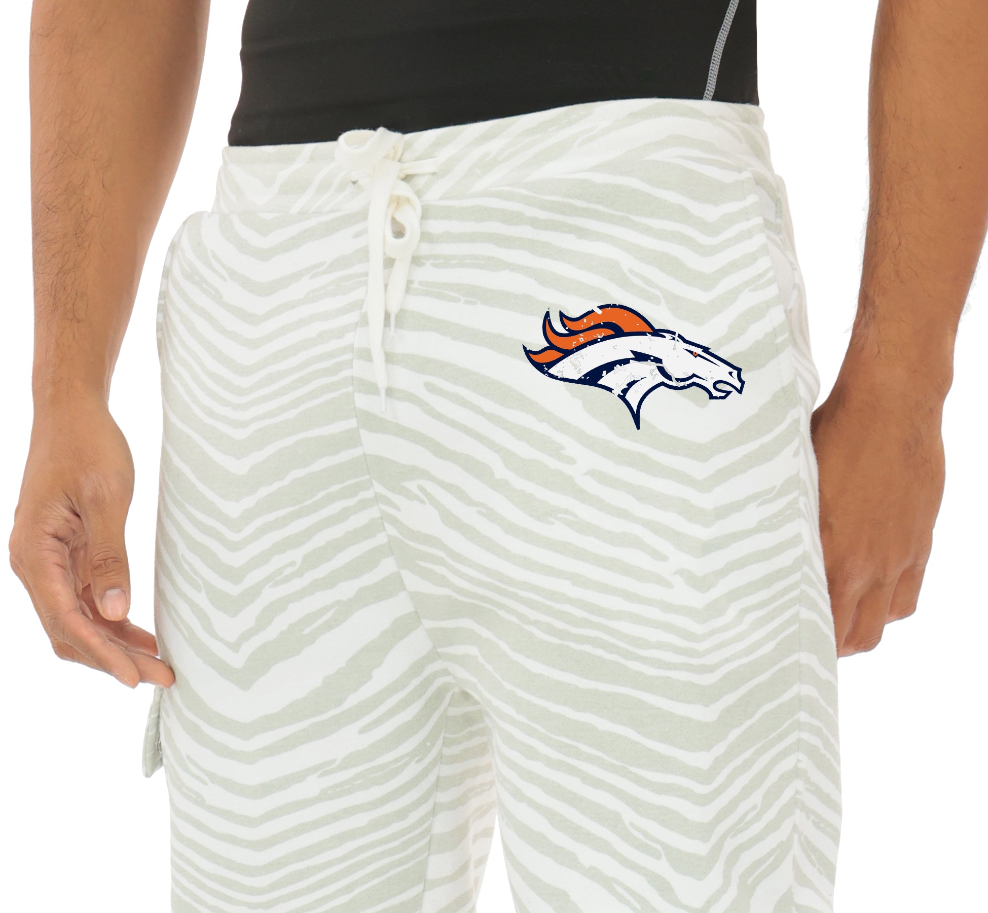 Zubaz NFL UNISEX 90s Team Cargo Joggers - Zebra 2 Color, DENVER BRONCOS