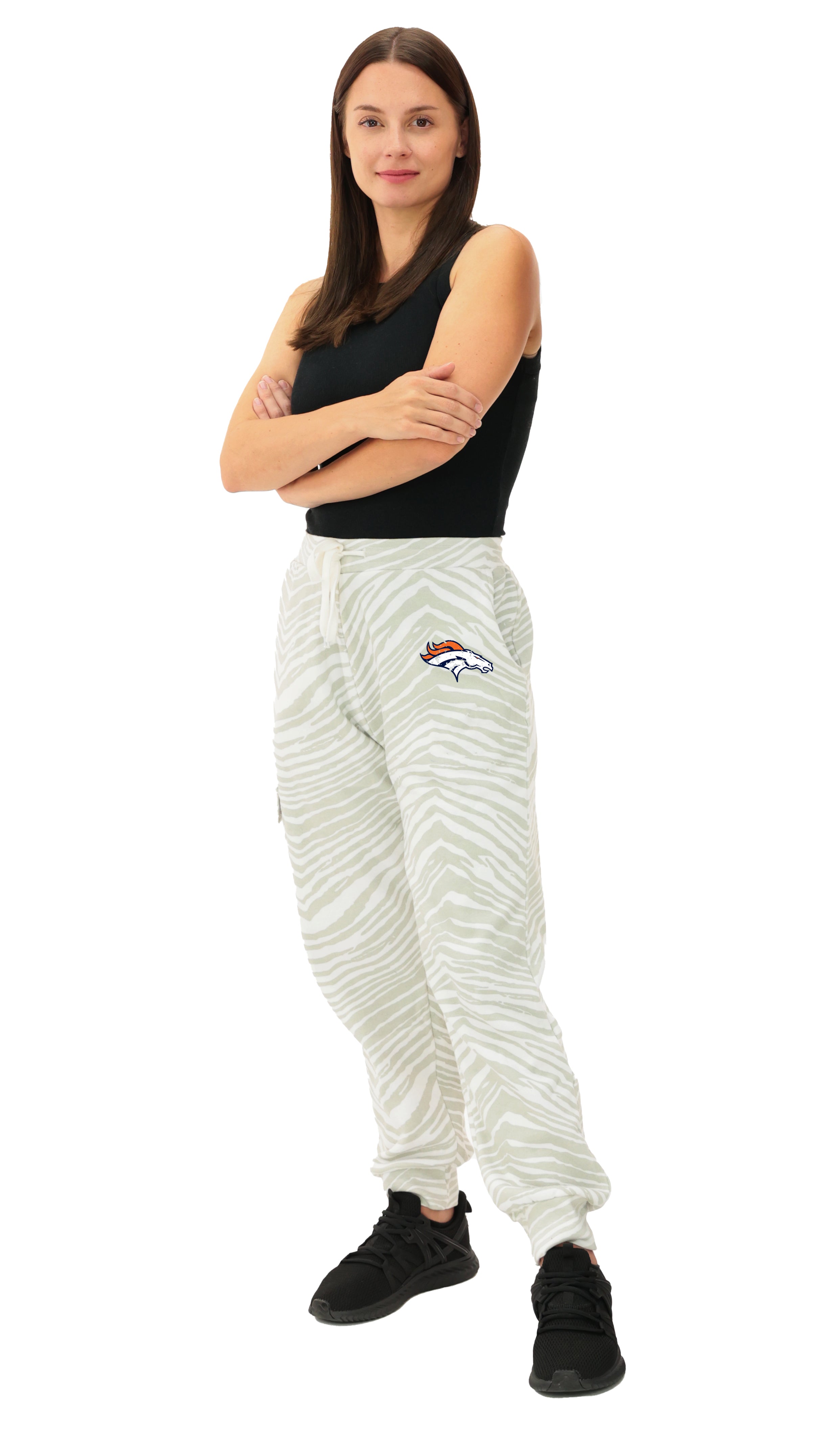 Zubaz NFL UNISEX 90s Team Cargo Joggers - Zebra 2 Color, DENVER BRONCOS