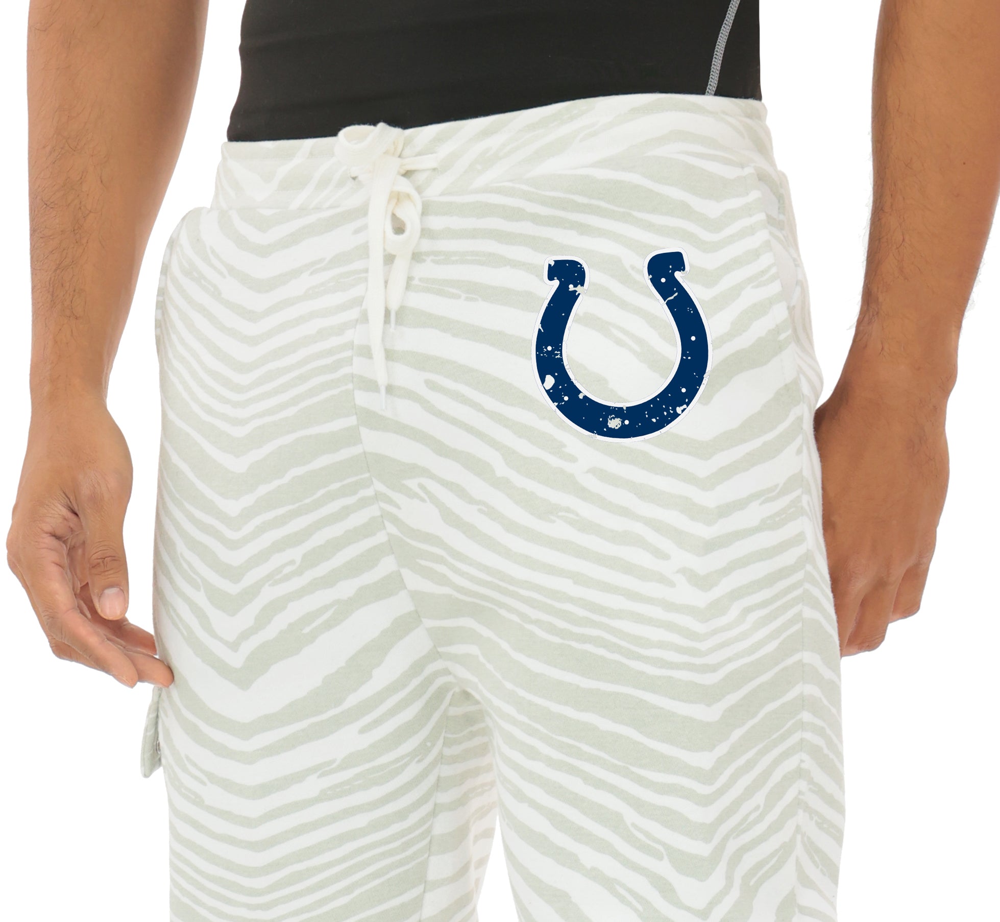 Zubaz NFL UNISEX 90s Team Cargo Joggers - Zebra 2 Color, INDIANAPOLIS COLTS