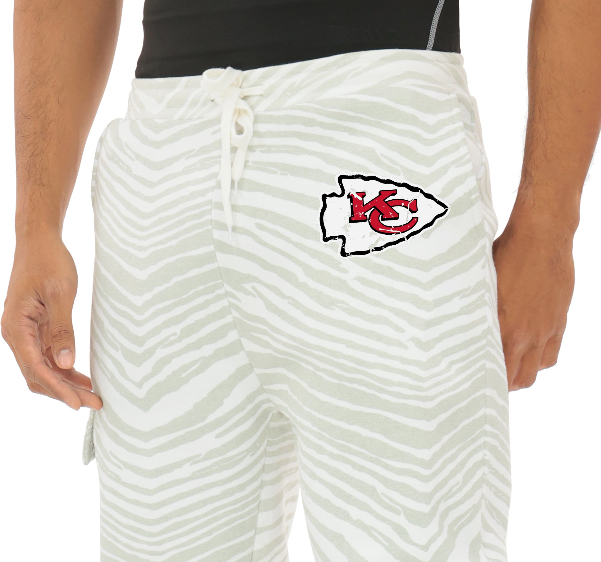Zubaz NFL UNISEX 90s Team Cargo Joggers - Zebra 2 Color, KANSAS CITY CHIEFS