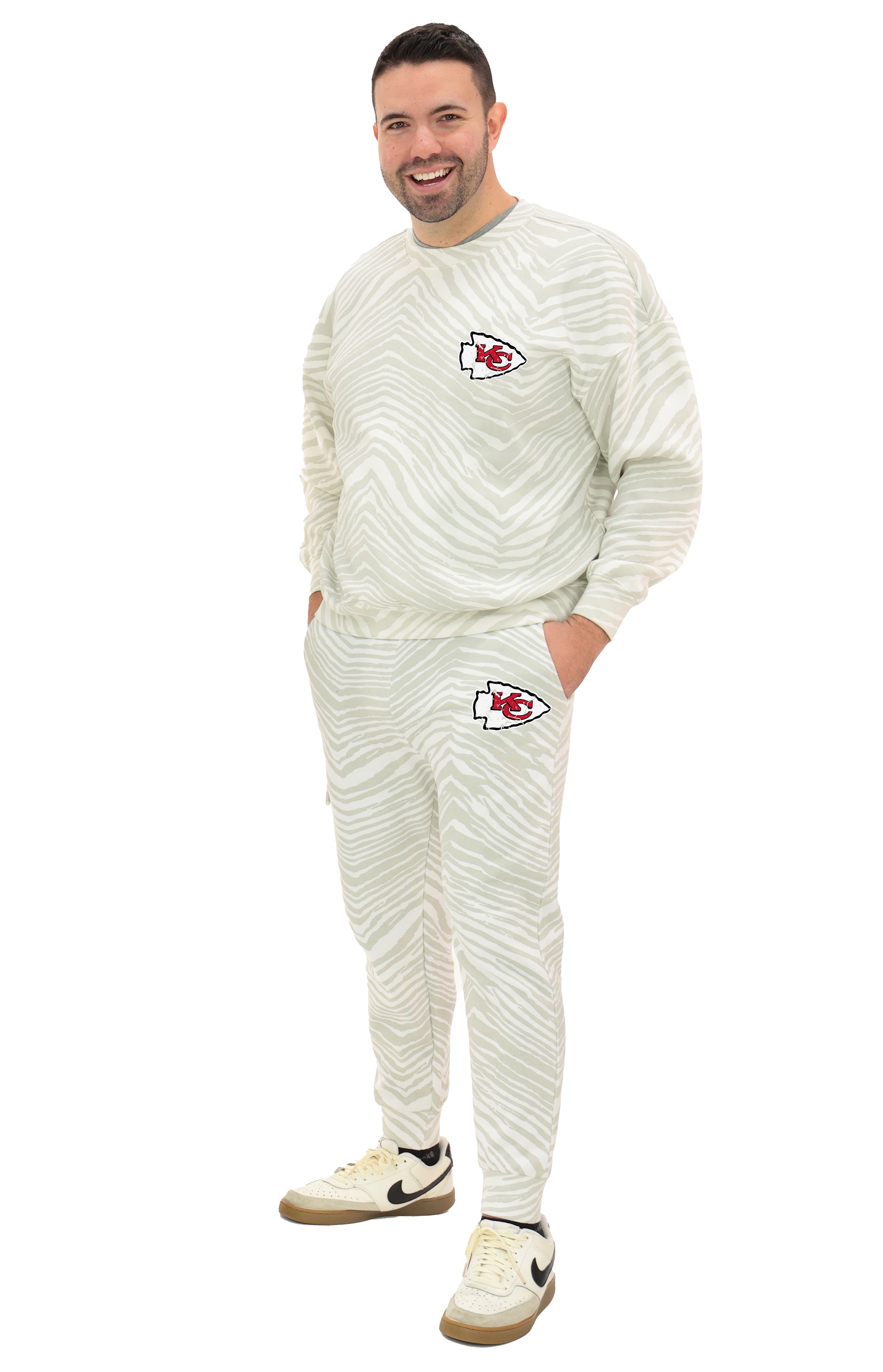 Zubaz NFL UNISEX 90s Team Cargo Joggers - Zebra 2 Color, KANSAS CITY CHIEFS