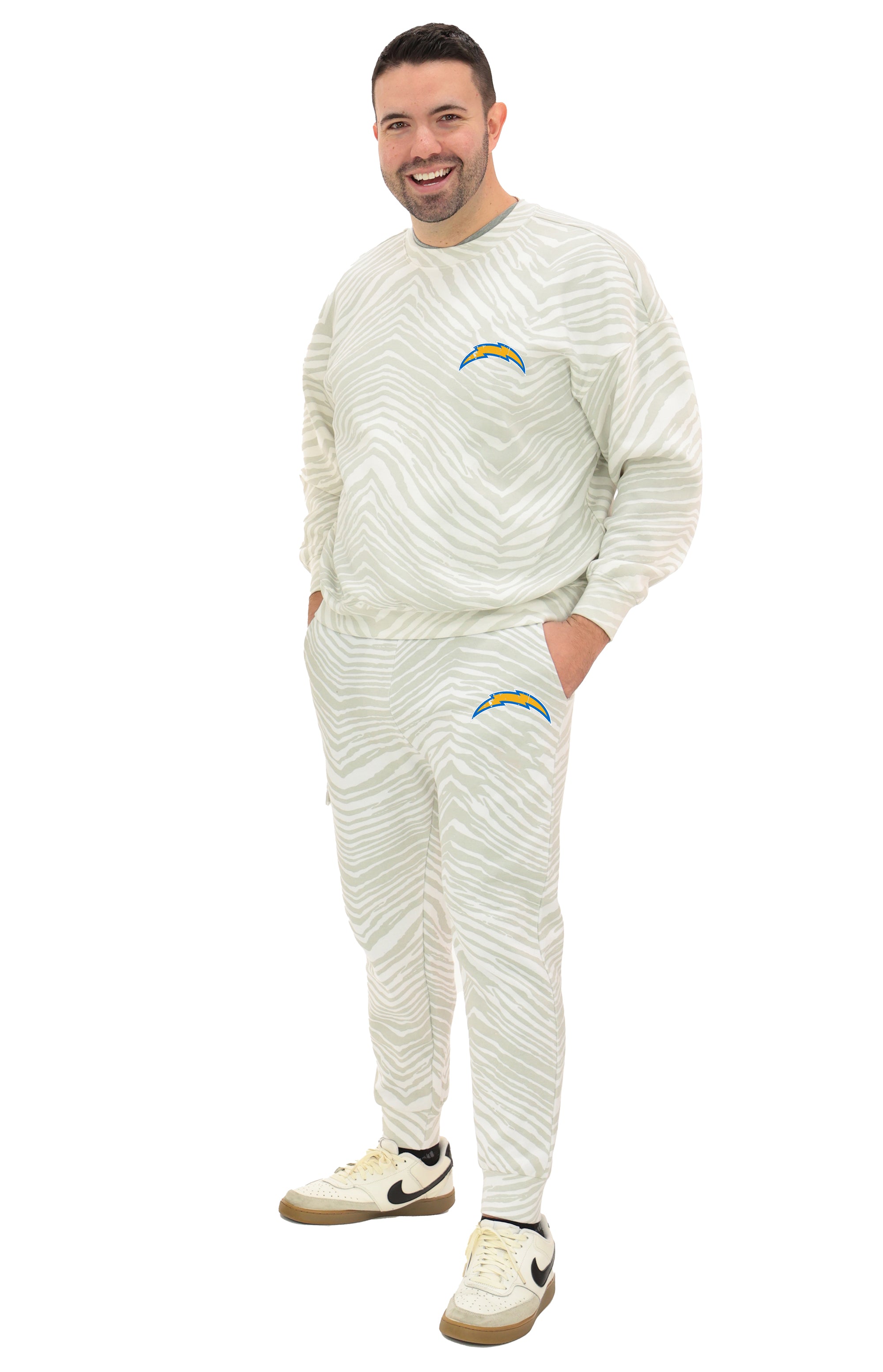 Zubaz NFL UNISEX 90s Team Cargo Joggers - Zebra 2 Color, LOS ANGELES CHARGERS