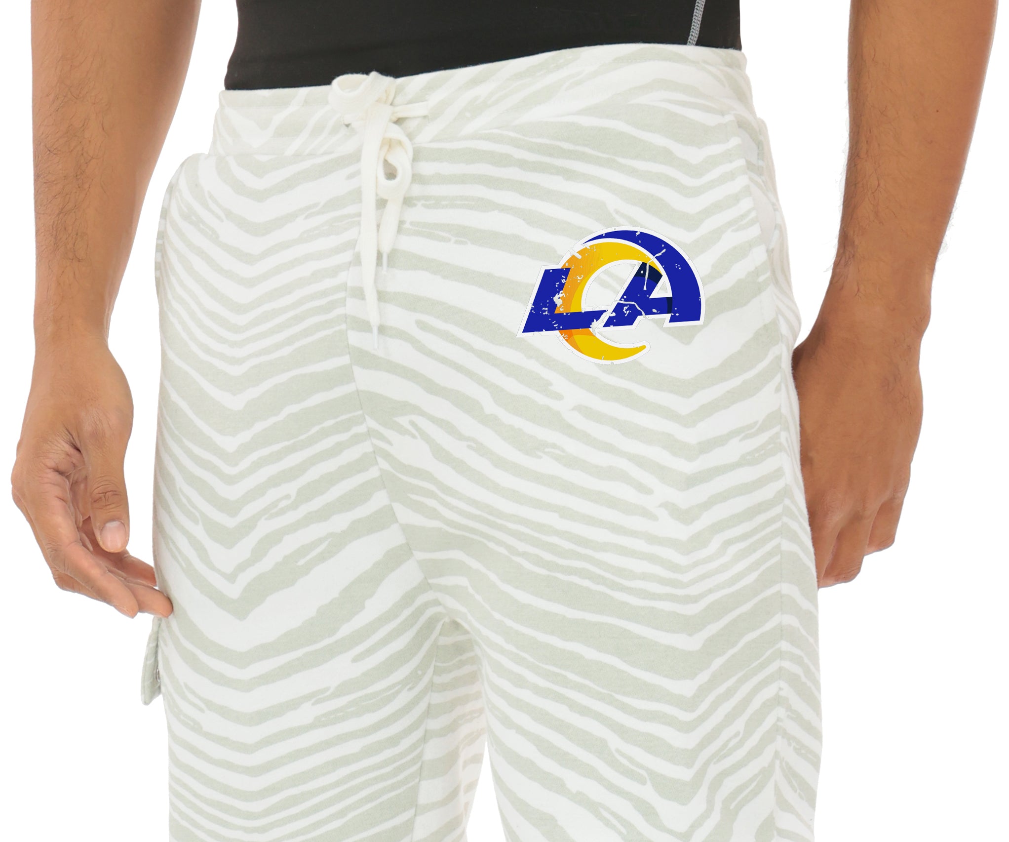 Zubaz NFL UNISEX 90s Team Cargo Joggers - Zebra 2 Color, LOS ANGELES RAMS