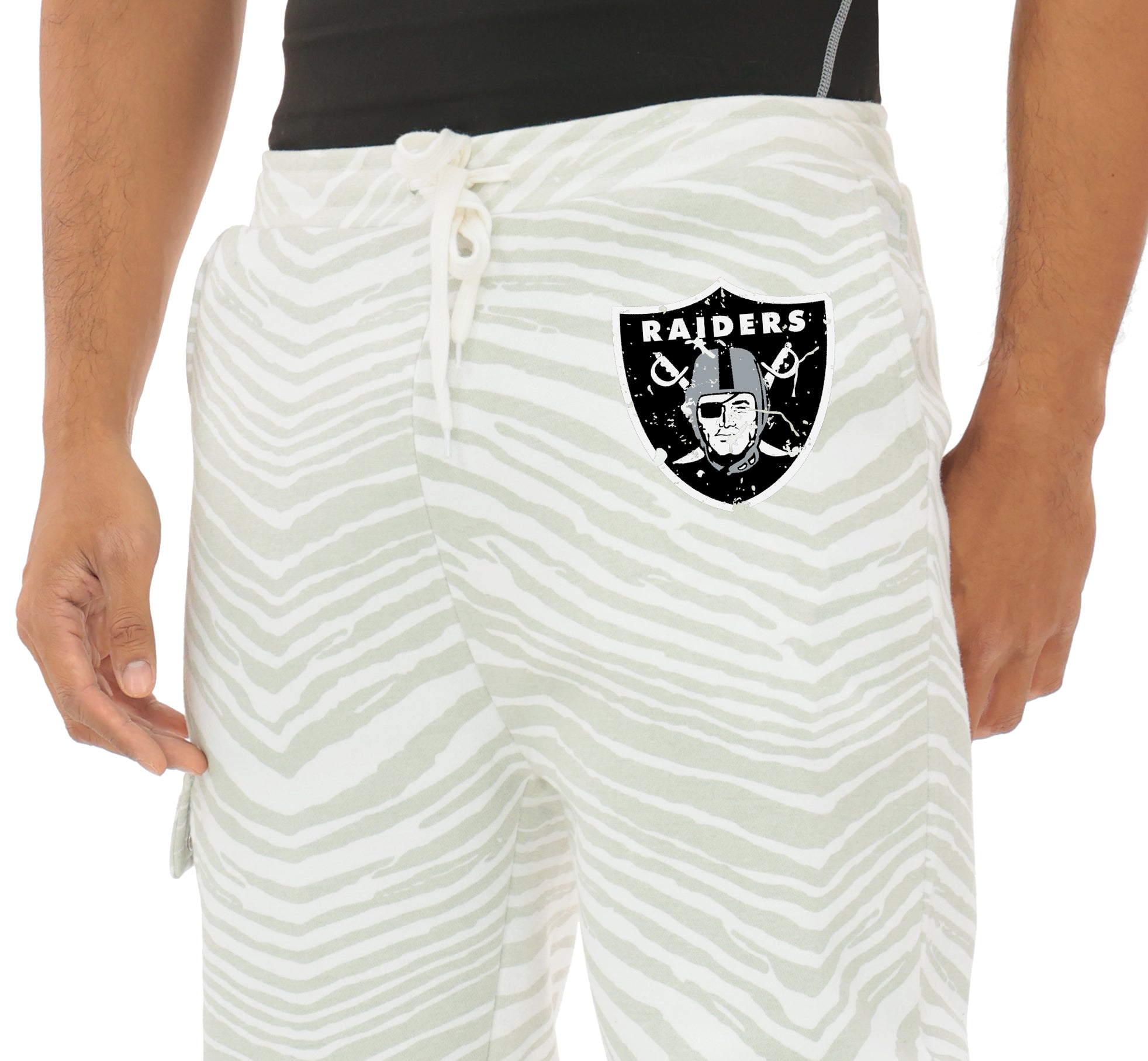 Zubaz NFL UNISEX 90s Team Cargo Joggers - Zebra 2 Color, LAS VEGAS RAIDERS