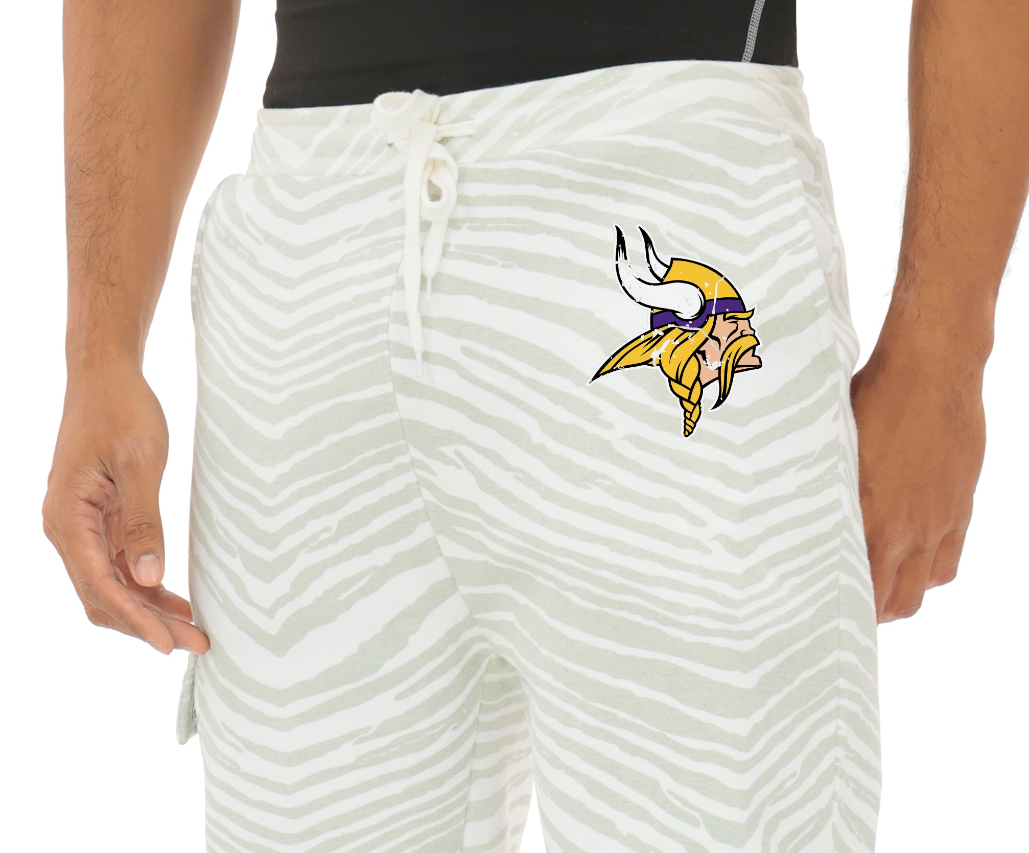 Zubaz NFL UNISEX 90s Team Cargo Joggers - Zebra 2 Color, MINNESOTA VIKINGS