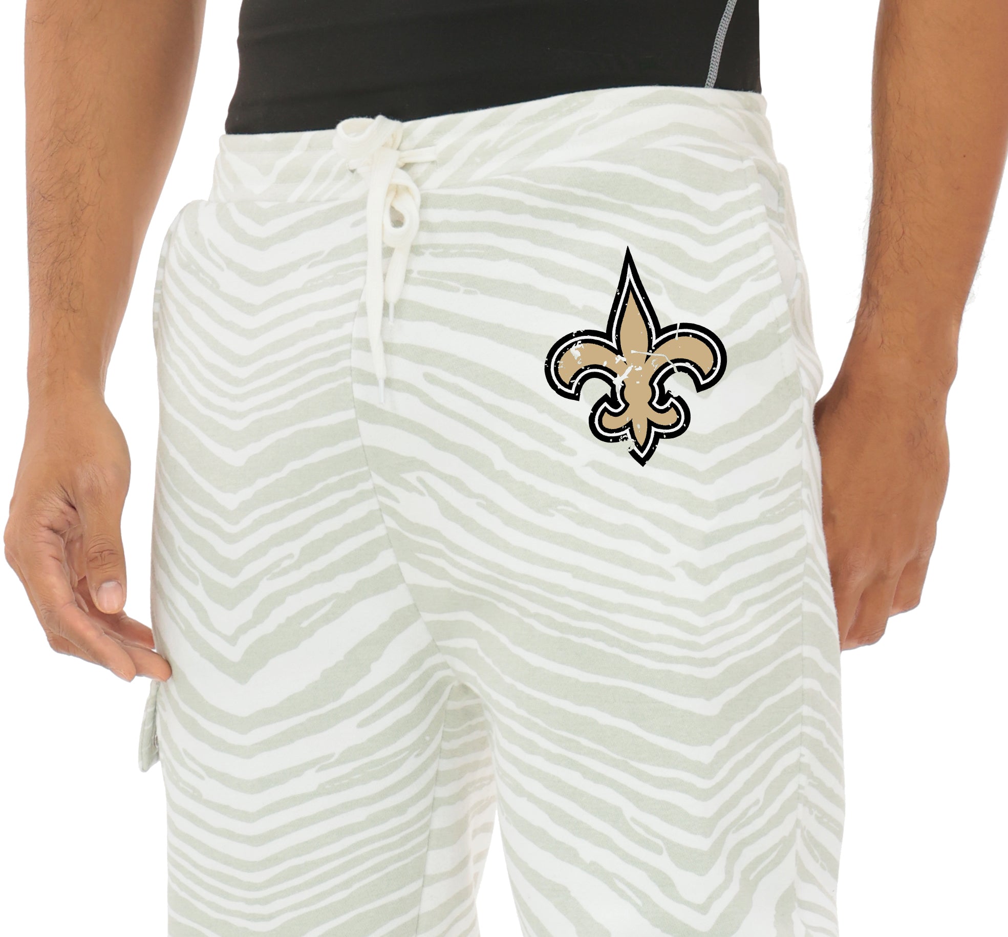 Zubaz NFL UNISEX 90s Team Cargo Joggers - Zebra 2 Color, NEW ORLEANS SAINTS