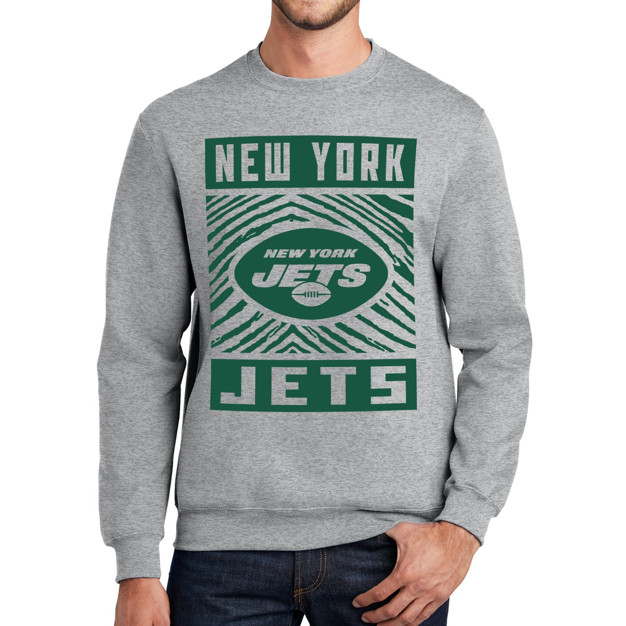 Zubaz NFL Men's Crewneck Sweatshirt With Zebra Graphic, New York Jets