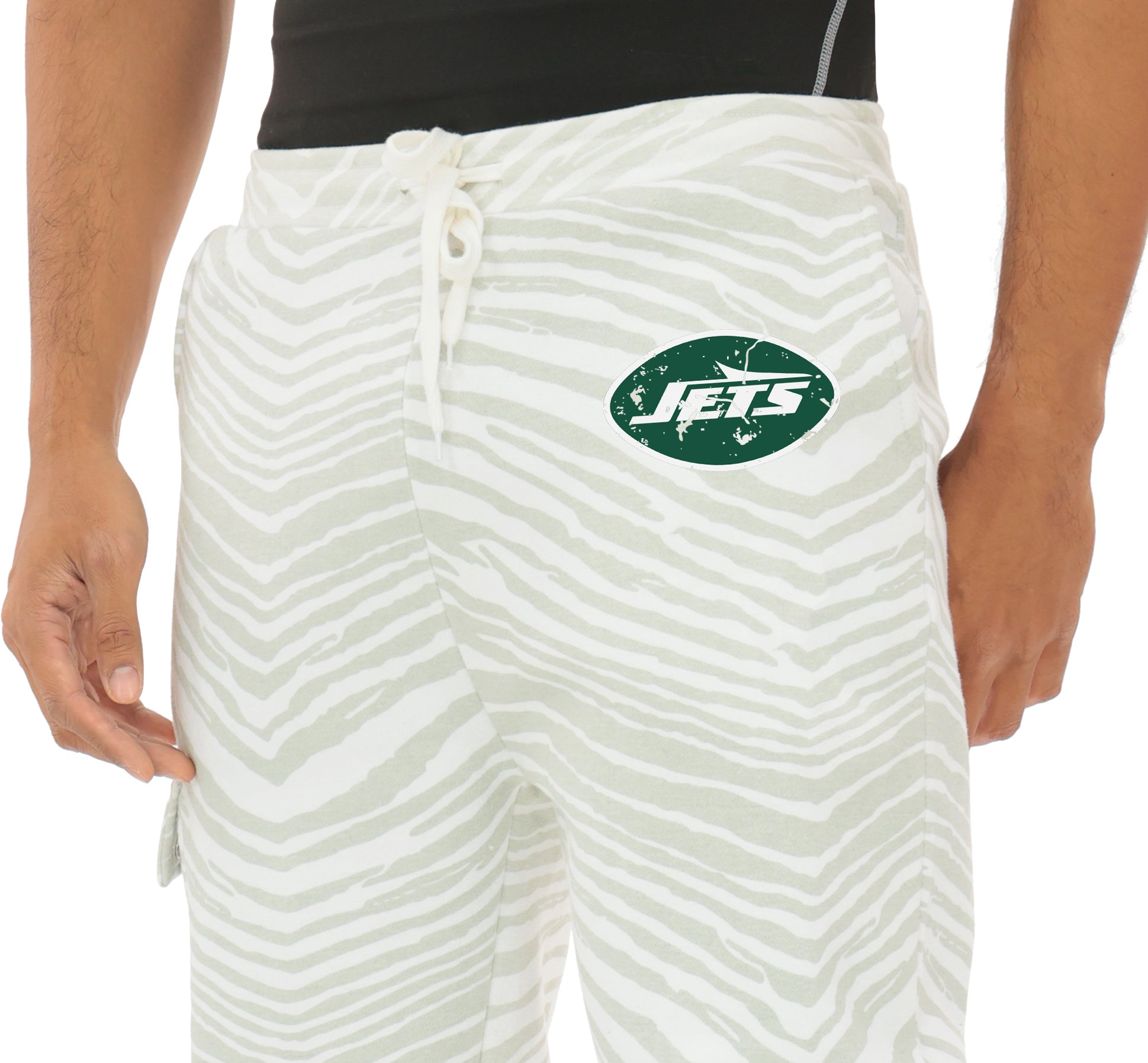 Zubaz NFL UNISEX 90s Team Cargo Joggers - Zebra 2 Color, NEW YORK JETS