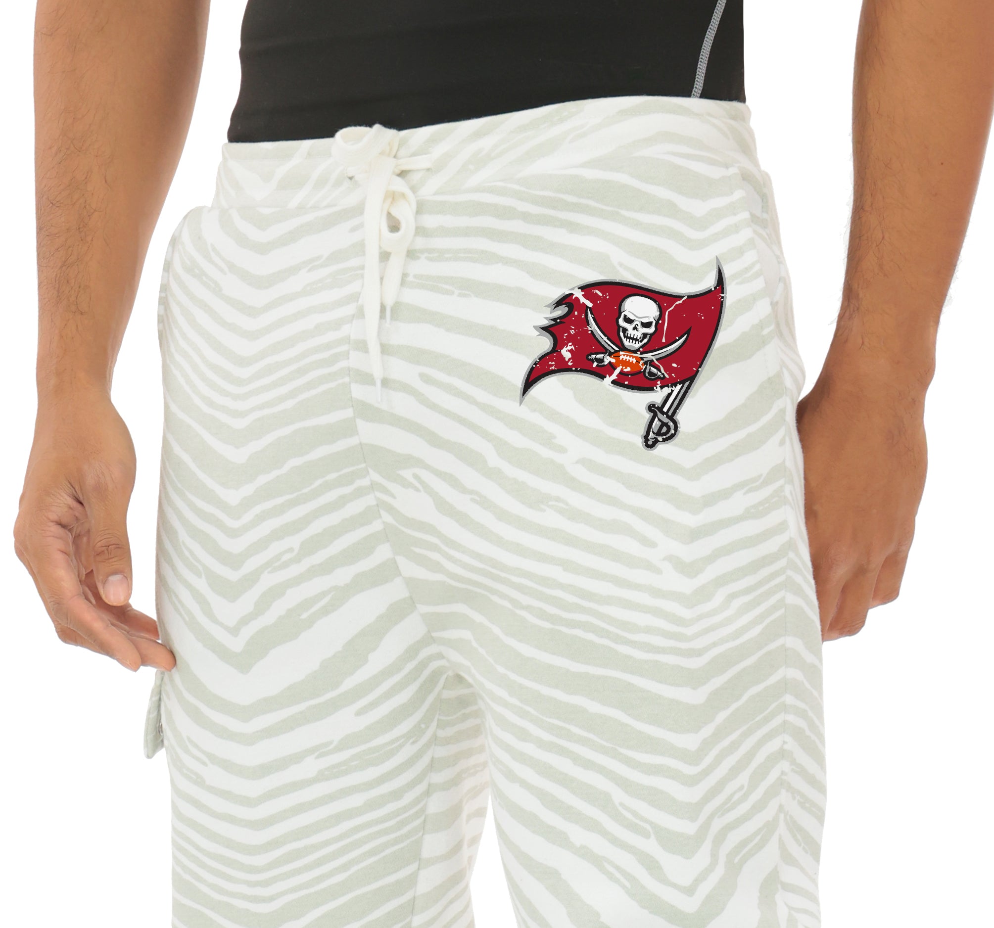 Zubaz NFL UNISEX 90s Team Cargo Joggers - Zebra 2 Color, TAMPA BAY BUCCANEERS