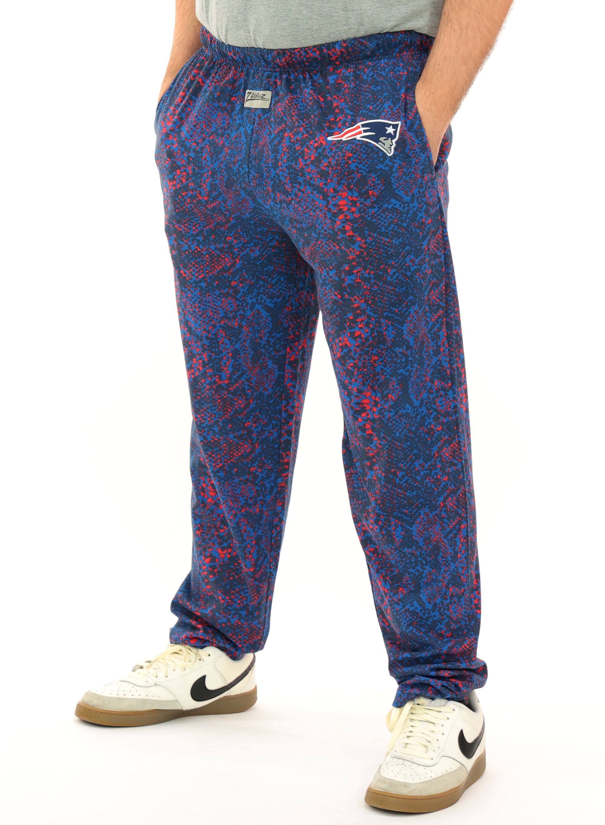Zubaz NFL Adult Unisex for Men and Women Z88 Embroidered Post Pattern Pants, New England Patriots