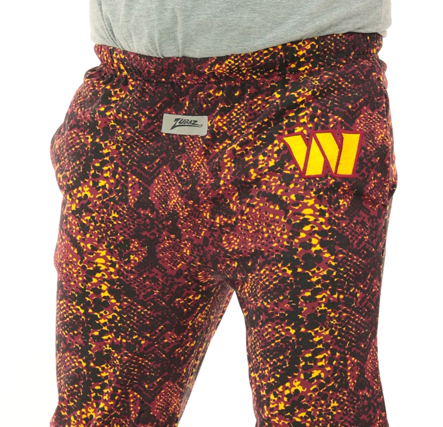 Zubaz NFL Adult Unisex for Men and Women Z88 Embroidered Post Pattern Pants, Washington Commanders