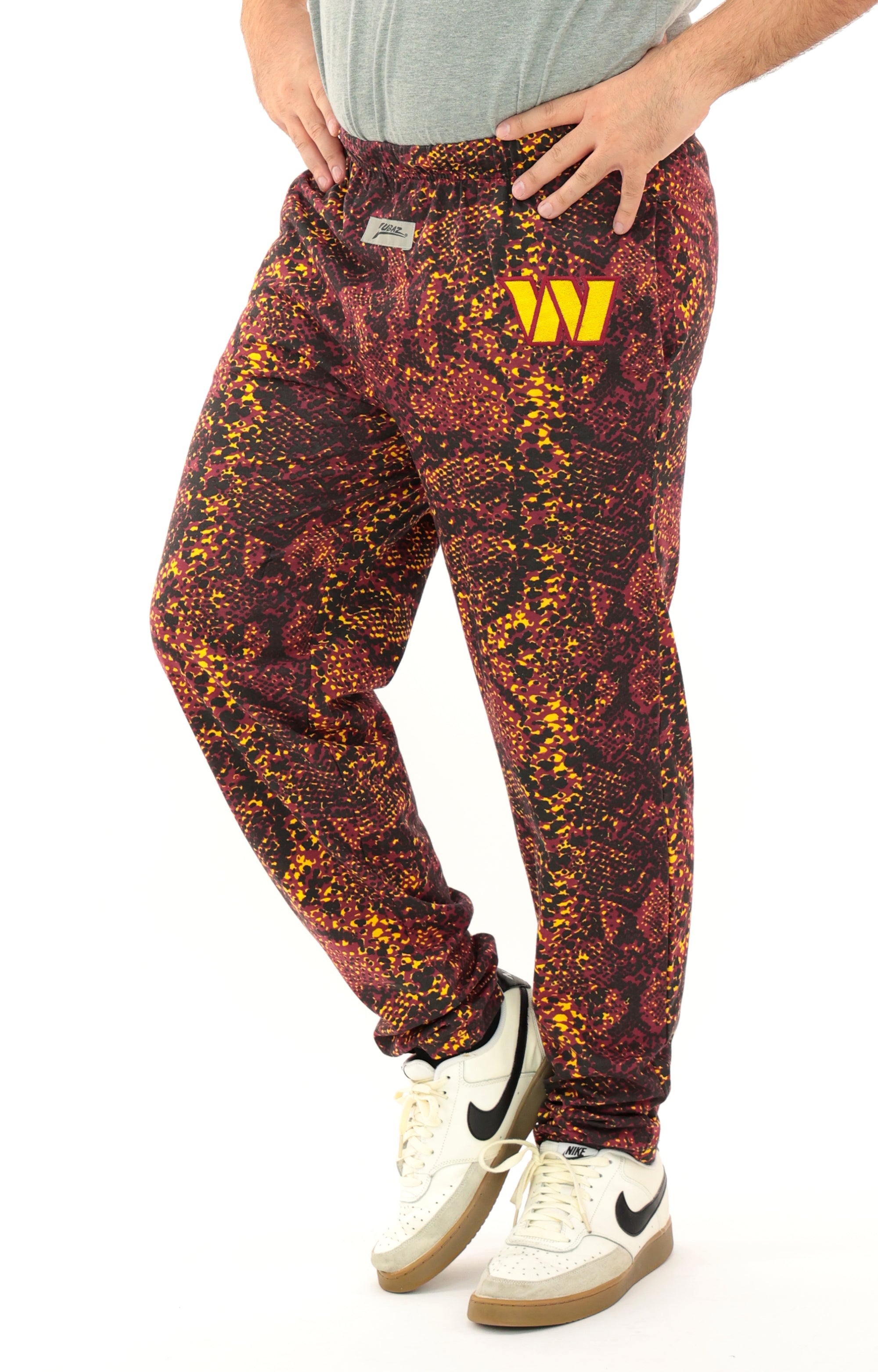 Zubaz NFL Adult Unisex for Men and Women Z88 Embroidered Post Pattern Pants, Washington Commanders