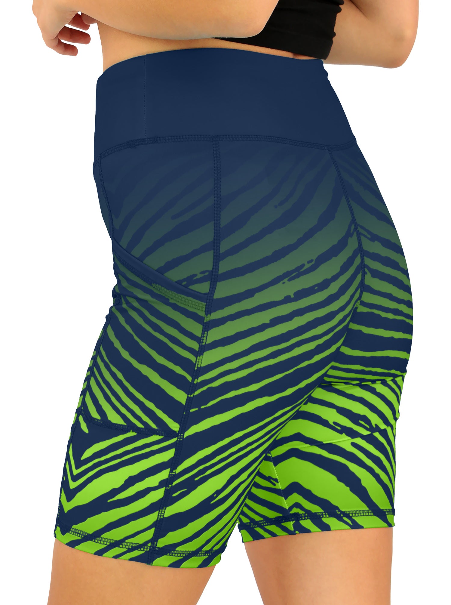Zubaz NFL Women's Fade Biker Shorts, Seattle Seahawks