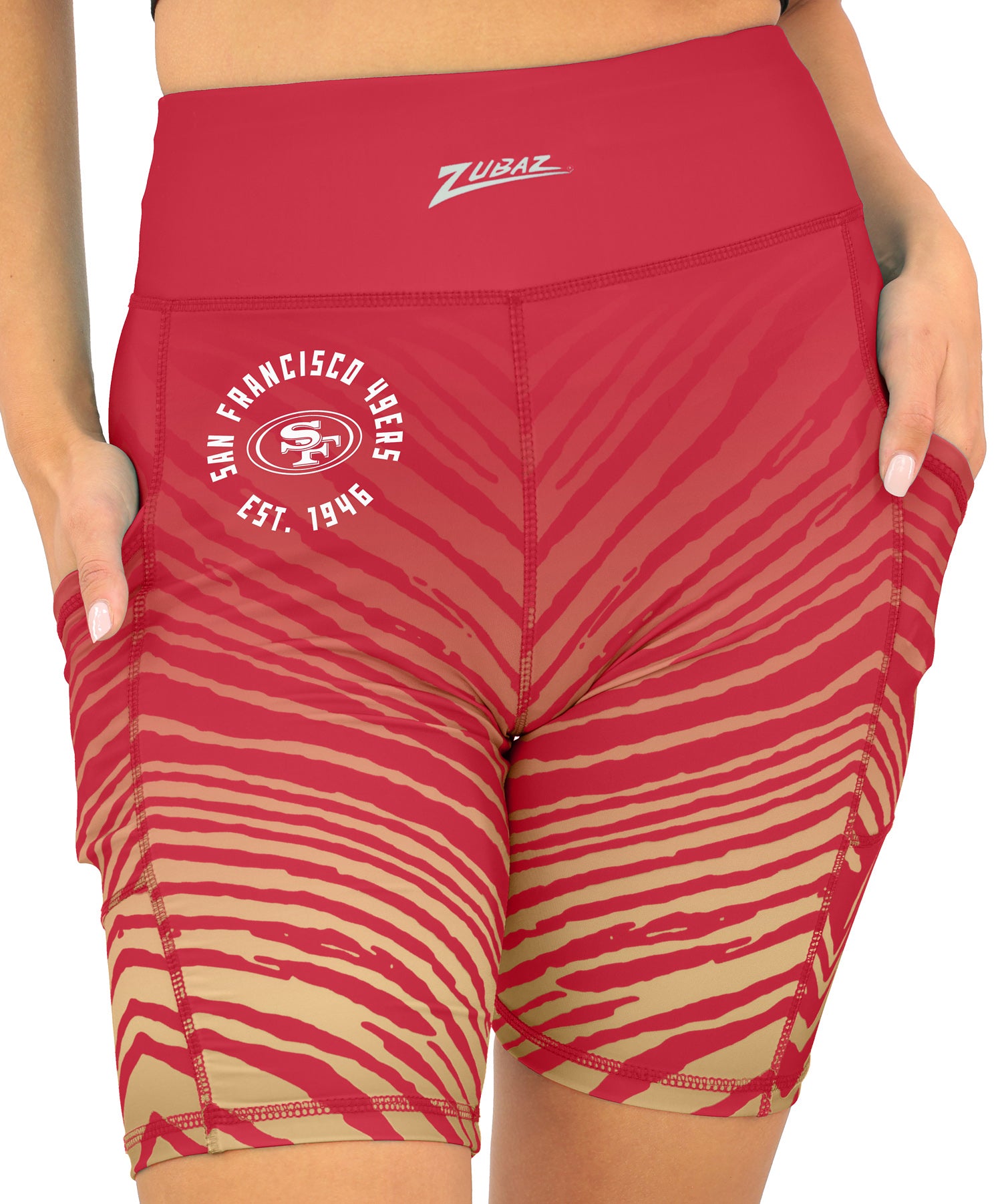 Zubaz NFL Women's Fade Biker Shorts, San Francisco 49ers