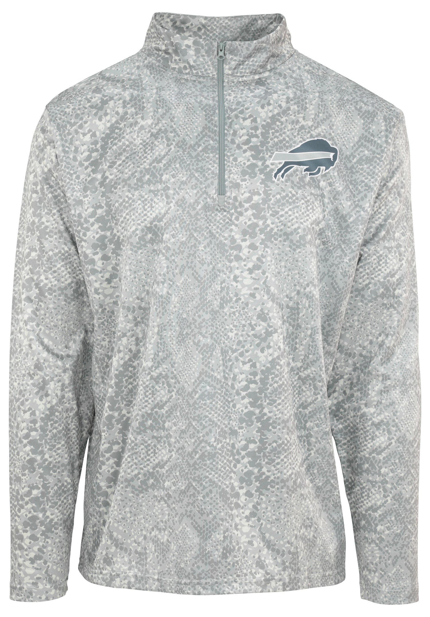 Zubaz NFL Men's Gray 1/4 Zip Fleece Sweatshirt Buffalo Bills