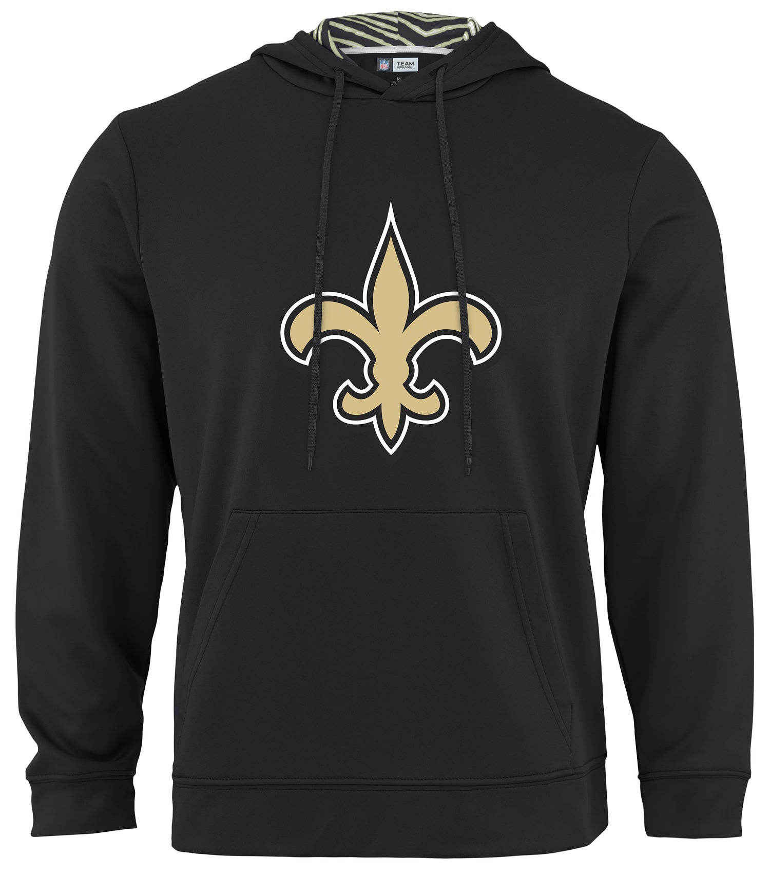 Zubaz NFL Men's New Orleans Saints Team Color Primary Logo With Zebra Hood Liner