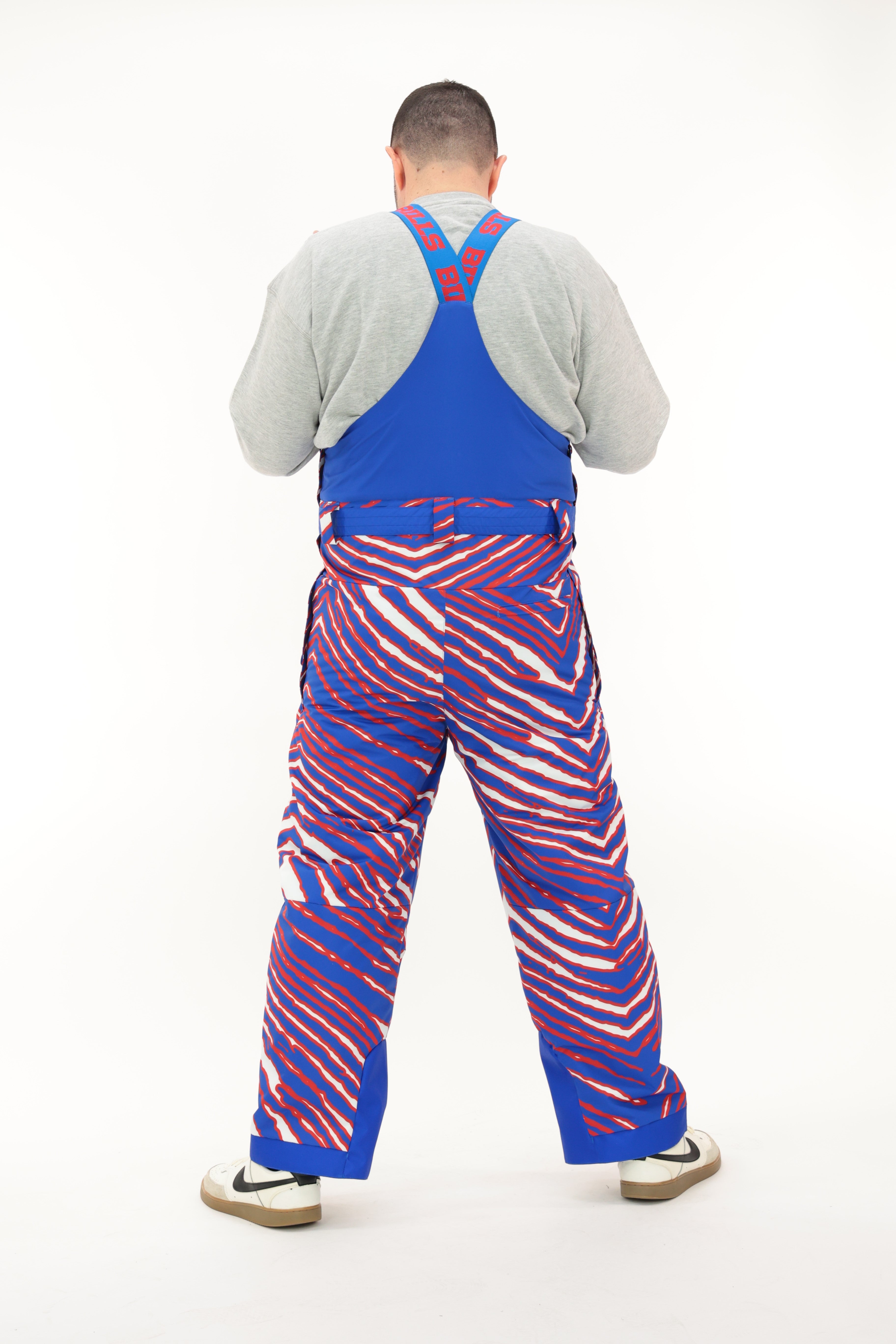 Zubaz NFL Adult Unisex Zebra Team Color Blizzard Snow Bib, Buffalo Bills
