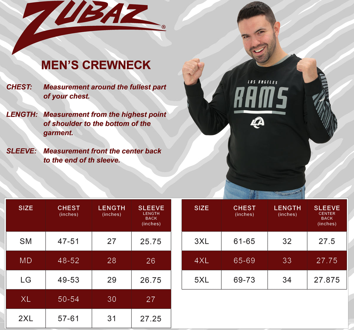 Zubaz NFL Washington Commanders Men's 2 Color Zebra Long-Sleeve Panel Linebacker Crewneck Sweatshirt