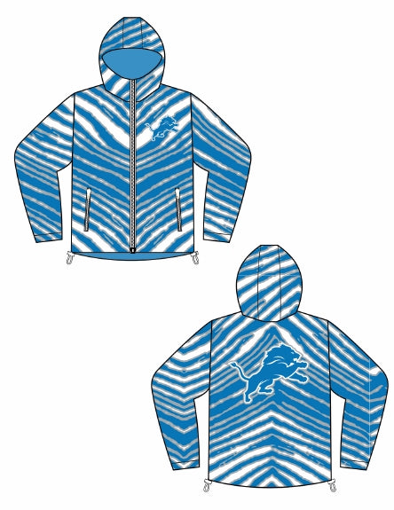 Zubaz NFL Kids Unisex Zebra Team Color Bleacher Blazer Jr Snow Jacket, Detroit Lions