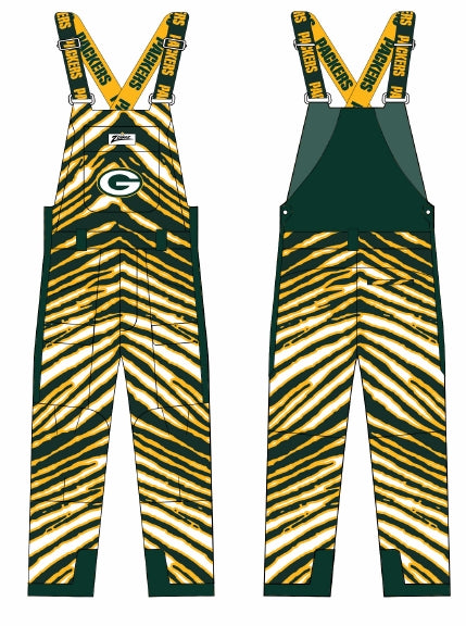 Zubaz NFL Adult Unisex Zebra Team Color Blizzard Snow Bib, Green Bay Packers