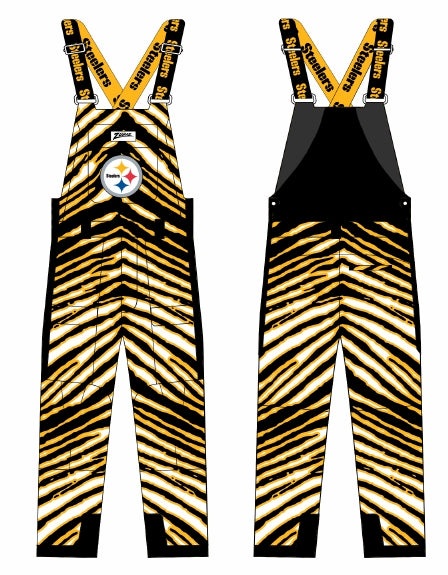 Zubaz NFL Adult Unisex Zebra Team Color Blizzard Snow Bib, Pittsburgh Steelers