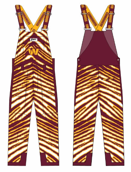Zubaz NFL Adult Unisex Zebra Team Color Blizzard Snow Bib, Washington Commanders
