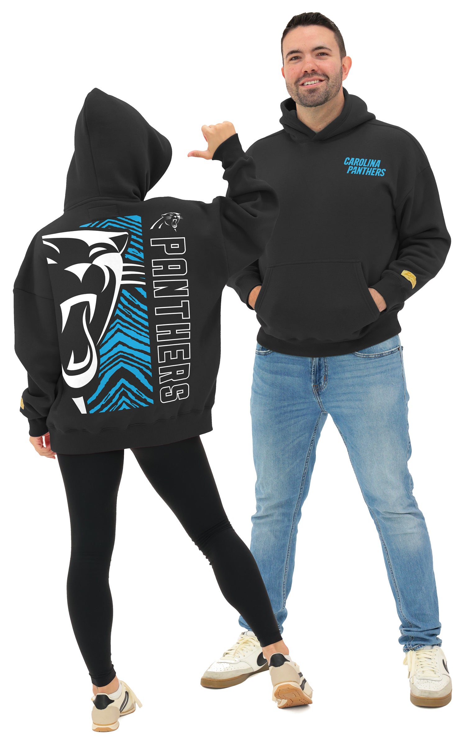 Zubaz NFL 90s Drop Shoulder Hoodie -MVP, CAROLINA PANTHERS