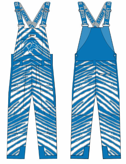 Zubaz NFL Kids Unisex Zebra Team Color Blizzard Snow Bib Jr, Detroit Lions