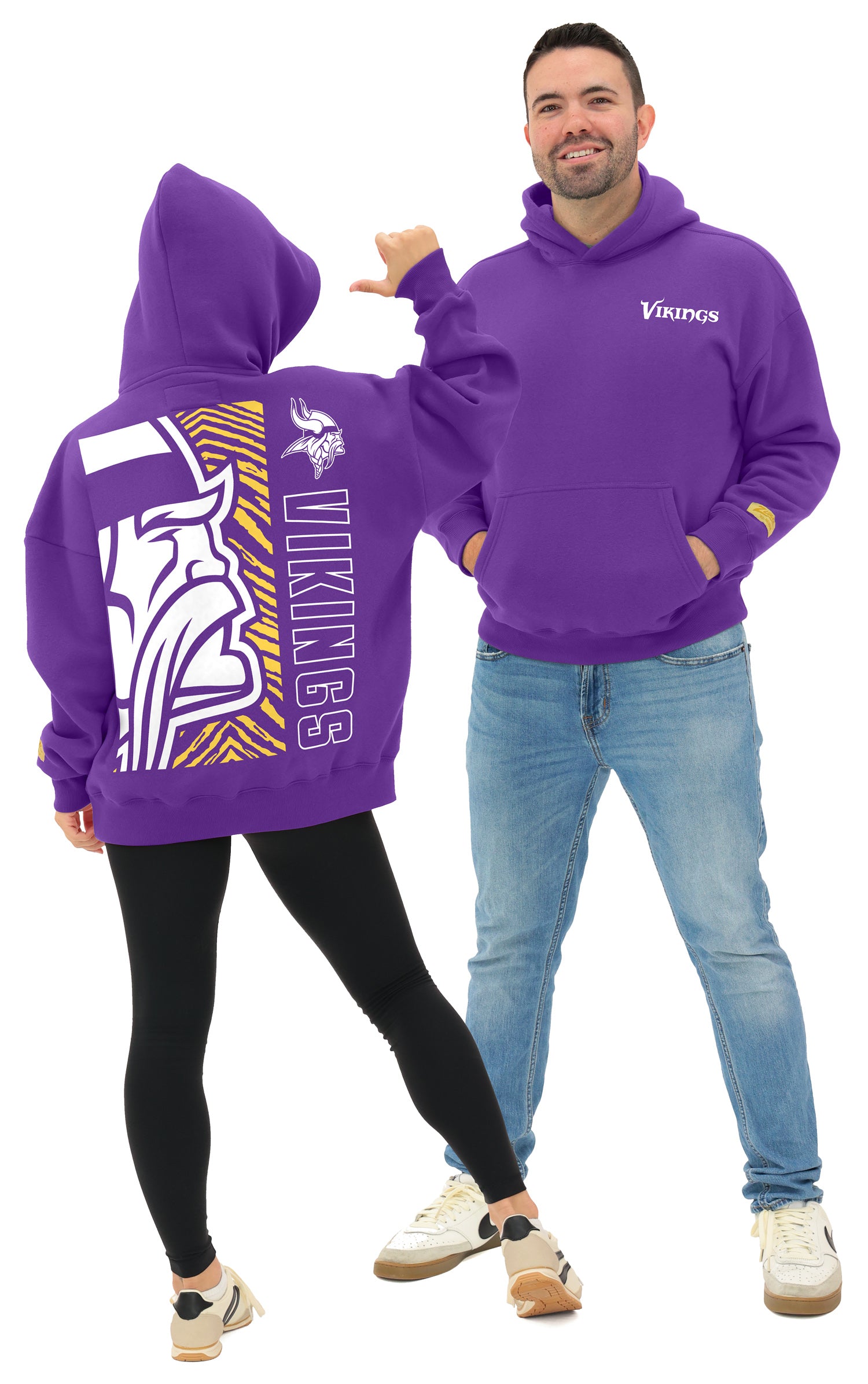 Zubaz NFL 90s Drop Shoulder Hoodie -MVP, MINNESOTA VIKINGS