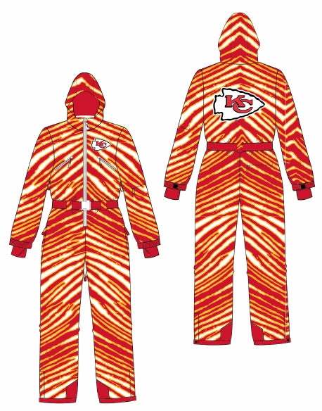 Zubaz NFL Adult Unisex Zebra Team Color Tundra Tux Snowsuit, Kansas City Chiefs