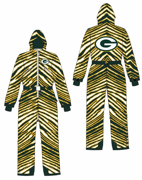 Zubaz NFL Kids Unisex Zebra Team Color Tundra Tux Snowsuit Jr, Green Bay Packers