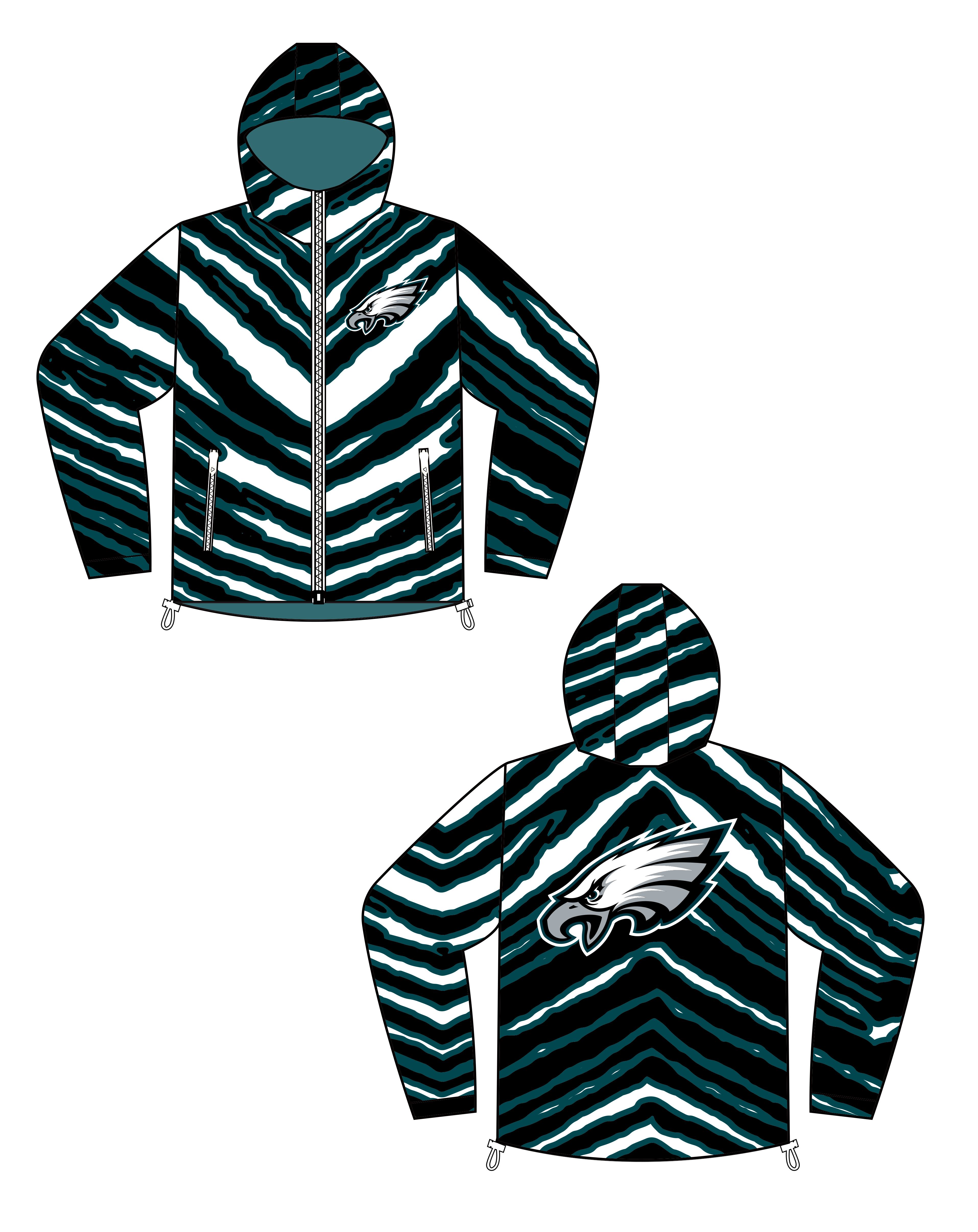 Zubaz NFL Kids Unisex Zebra Team Color Bleacher Blazer Jr Snow Jacket, Philadelphia Eagles