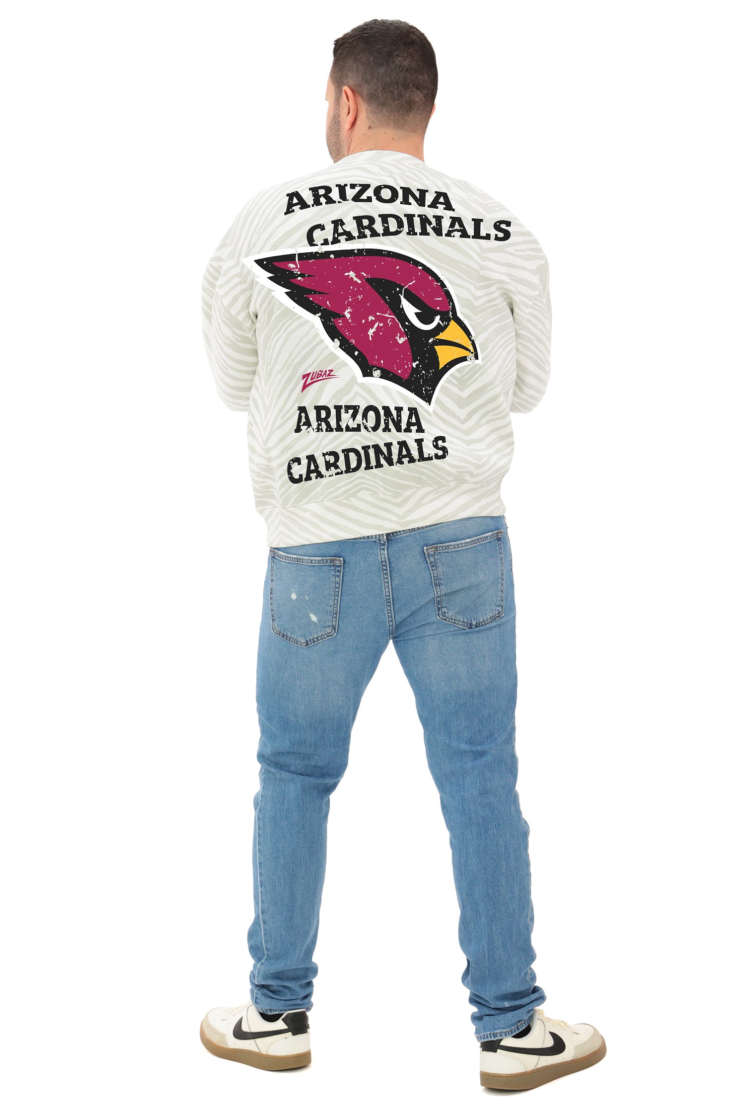 Zubaz NFL 90's All Over Zebra Crewneck Sweatshirt – Full Back, ARIZONA CARDINALS
