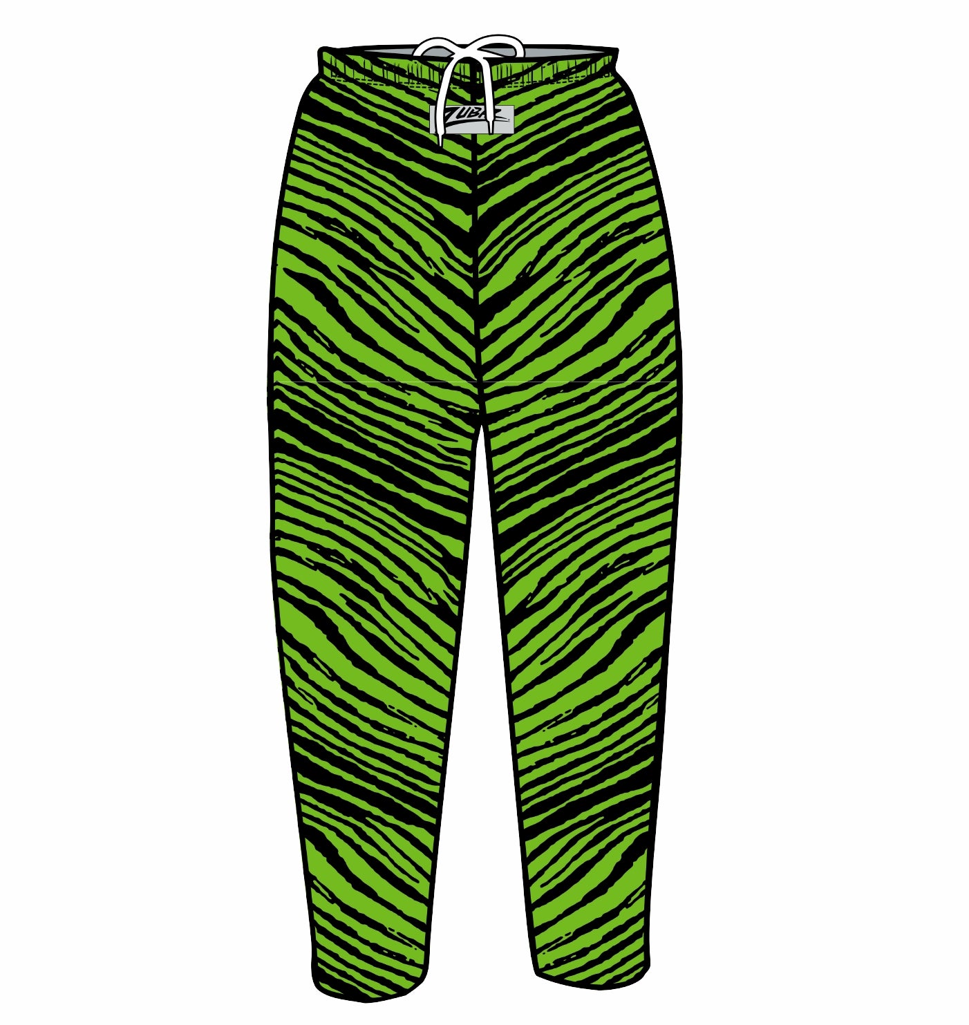 Zubaz Adult Unisex Z88 2 Color Zebra Pants, BLACK/NEON GREEN