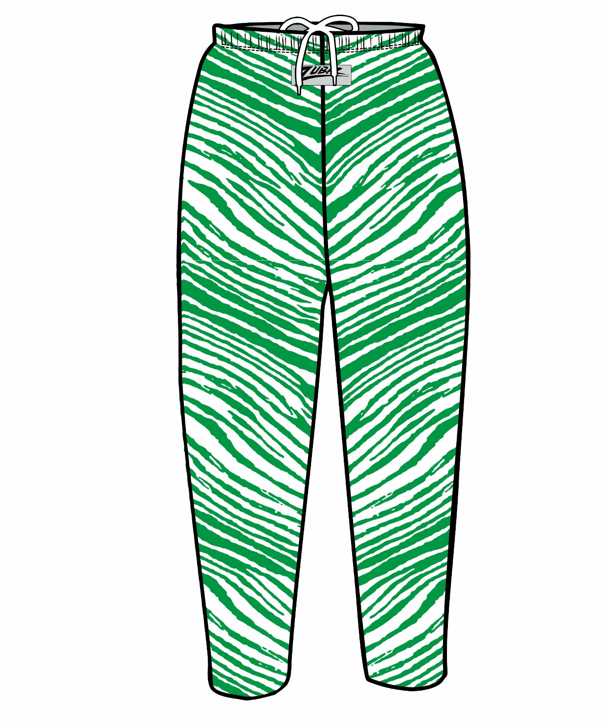 Zubaz Adult Unisex Z88 2 Color Zebra Pants, KELLY GREEN/WHITE