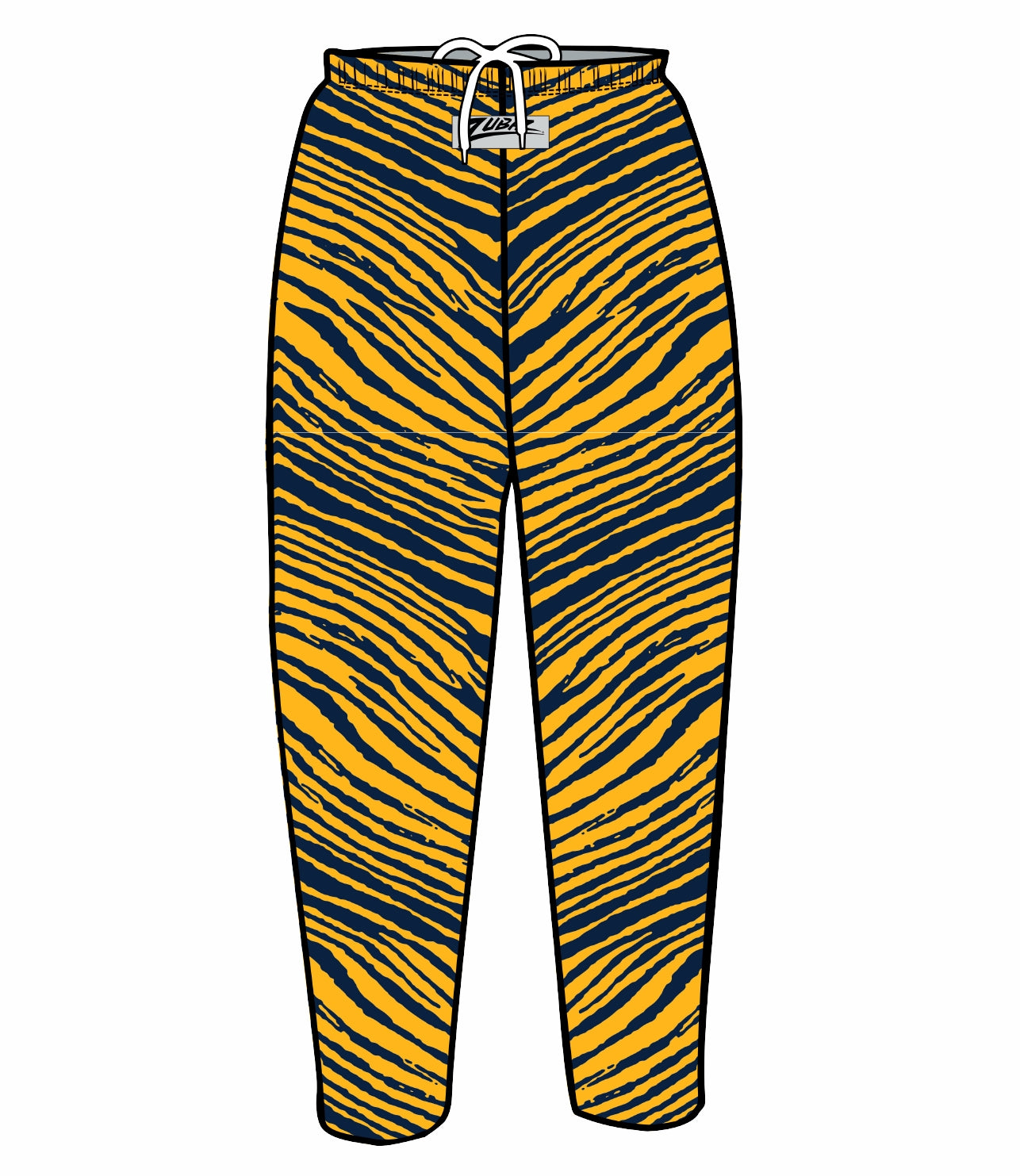 Zubaz Adult Unisex Z88 2 Color Zebra Pants, NAVY/GOLD