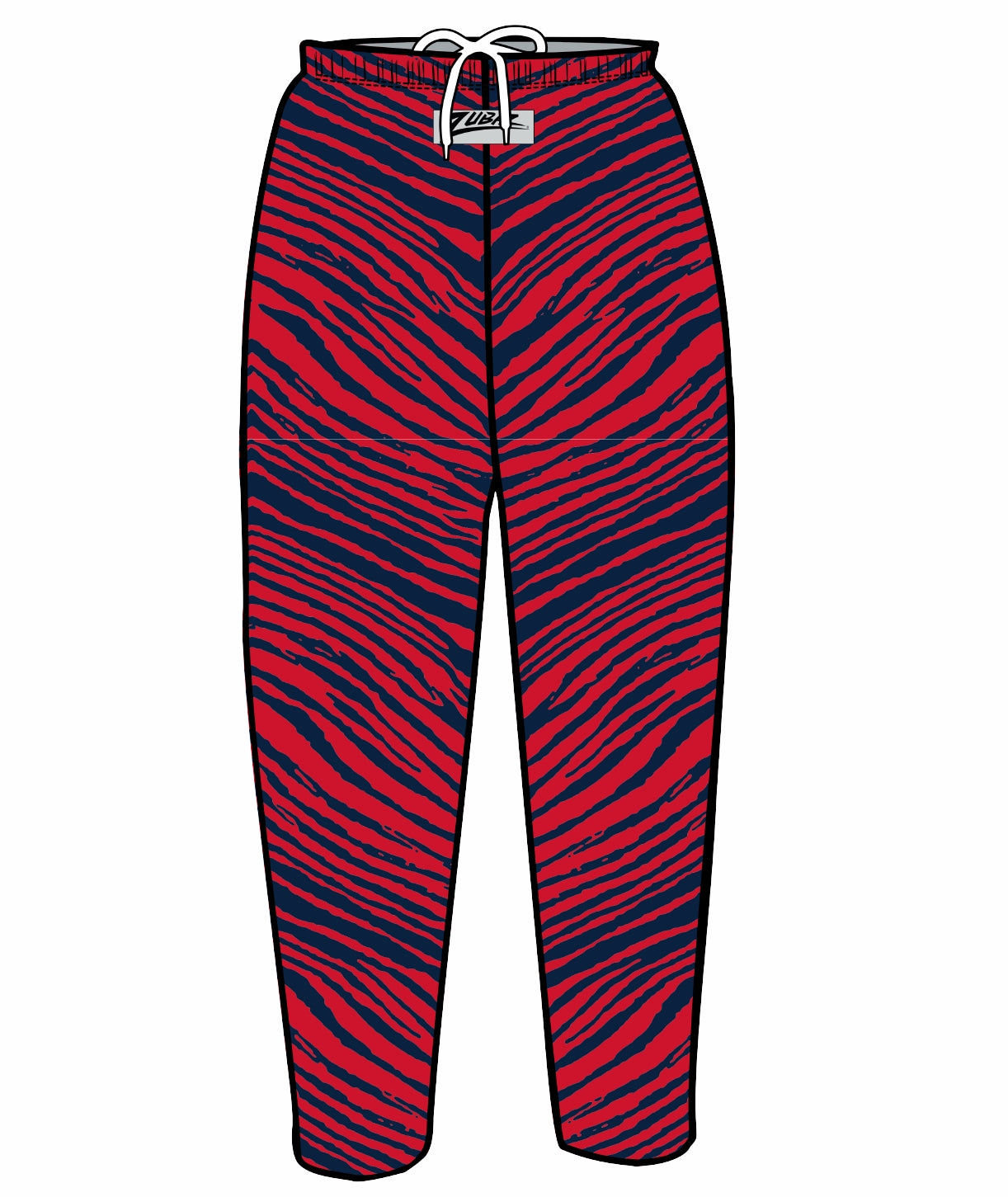 Zubaz Adult Unisex Z88 2 Color Zebra Pants, NAVY/RED