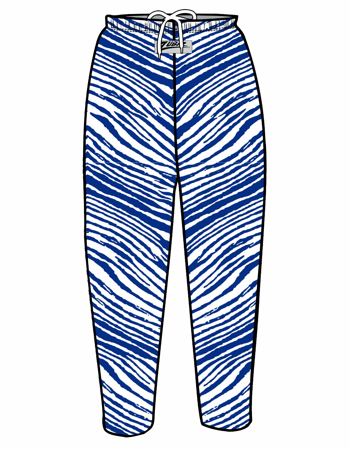 Zubaz Adult Unisex Z88 2 Color Zebra Pants, ROYAL/WHITE