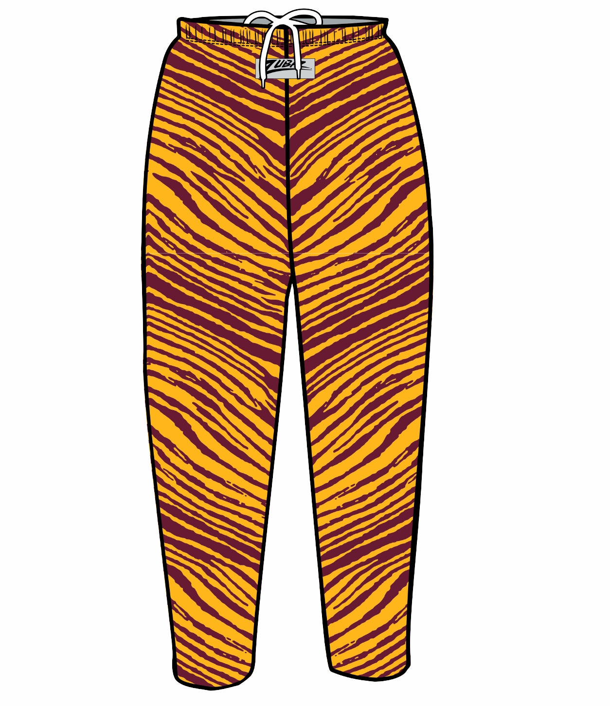 Zubaz Youth Unisex Z88 2 Color Zebra Pant, BURGUNDY/GOLD