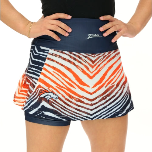 Zubaz NFL Women's Zebra Ombre Skort Team Primary Logo, Denver Broncos
