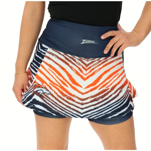Zubaz NFL Women's Zebra Ombre Skort Team Primary Logo, Denver Broncos