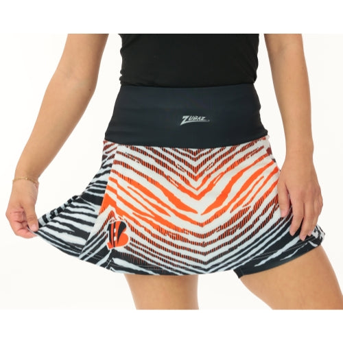 Zubaz NFL Women's Zebra Ombre Skort Team Primary Logo, Cincinnati Bengals